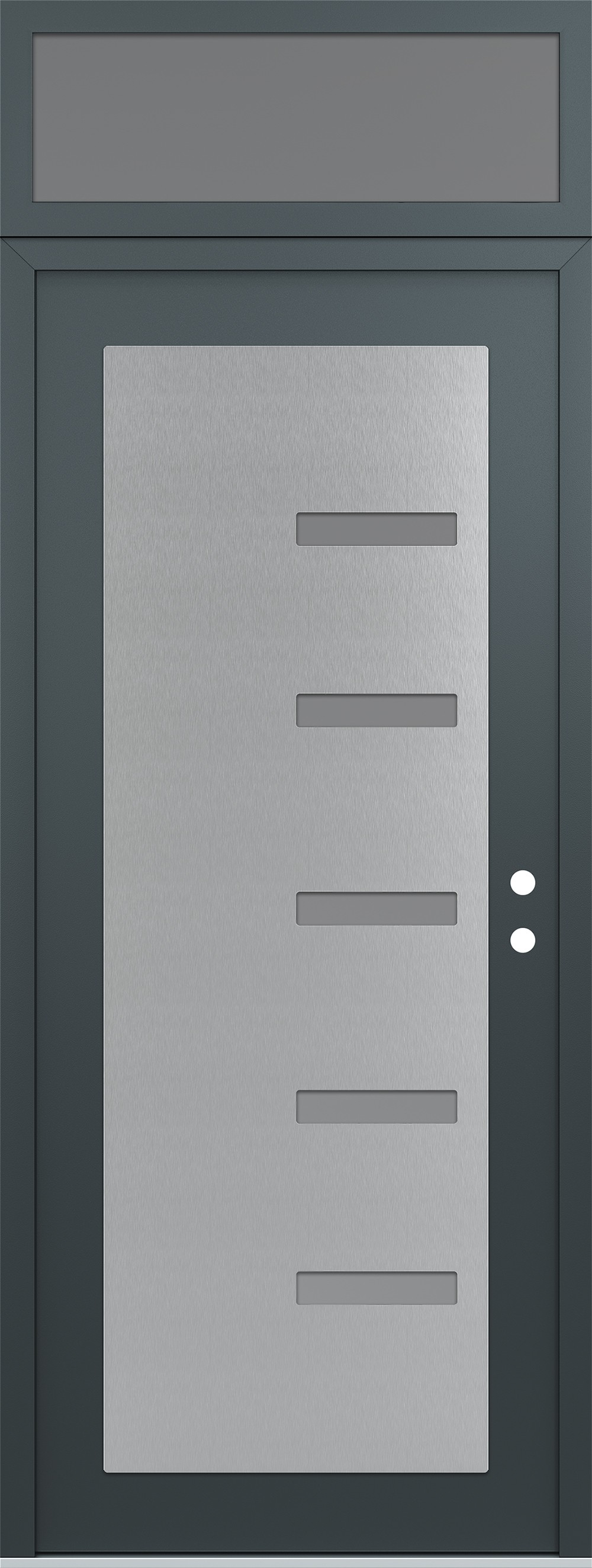 Modern Steel Front Door DIAMOND C8 36" X 96" ANTHRACITE/ANTHRACITE FROSTED GLASS PANEL STAINLESS STEEL LHI WITH TRANSOM FROSTED GLASS