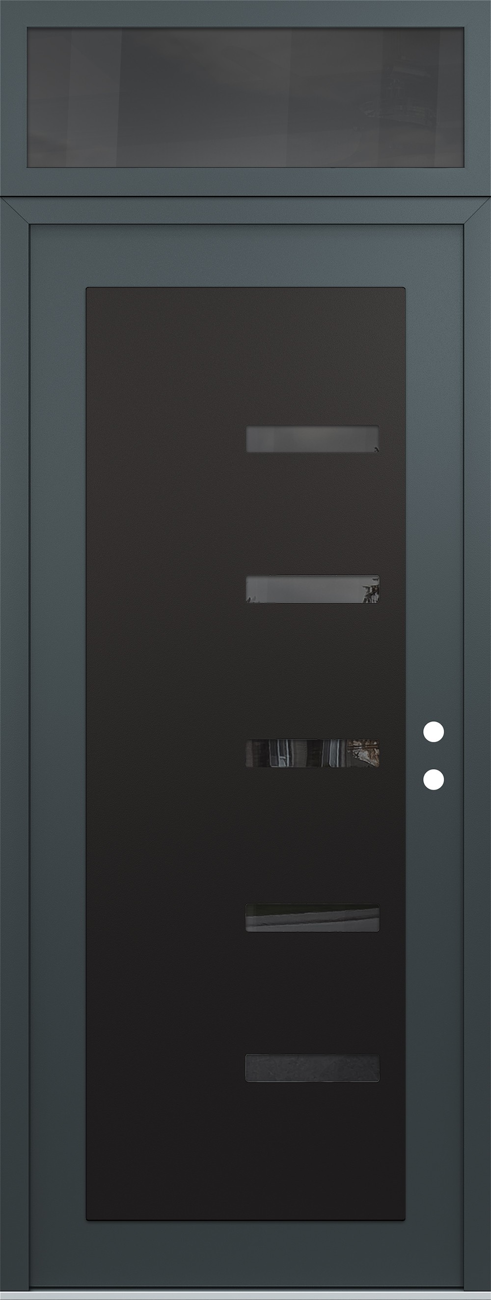 Modern Steel Front Door DIAMOND C8 36" X 96" ANTHRACITE/ANTHRACITE MIRRORED GLASS PANEL BLACK LHI WITH TRANSOM MIRRORED GLASS