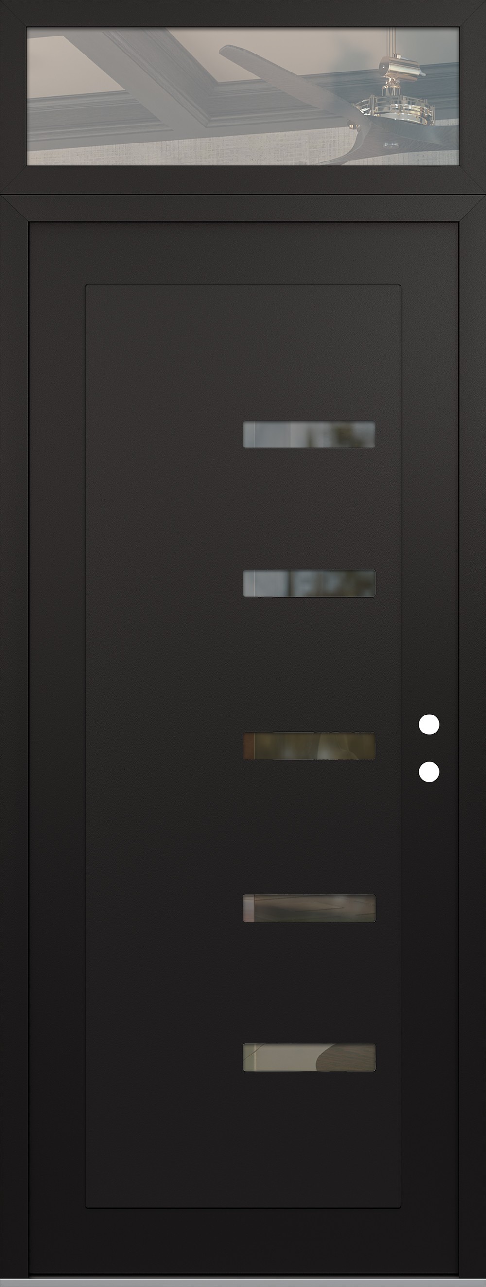 Modern Steel Front Door DIAMOND C8 36" X 96" BLACK/BLACK CLEAR GLASS PANEL BLACK LHI WITH TRANSOM CLEAR GLASS