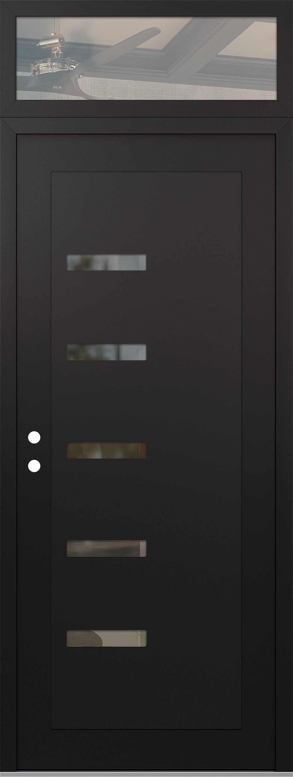 Modern Steel Front Door DIAMOND C8 36" X 96" BLACK/BLACK CLEAR GLASS PANEL BLACK RHI WITH TRANSOM CLEAR GLASS
