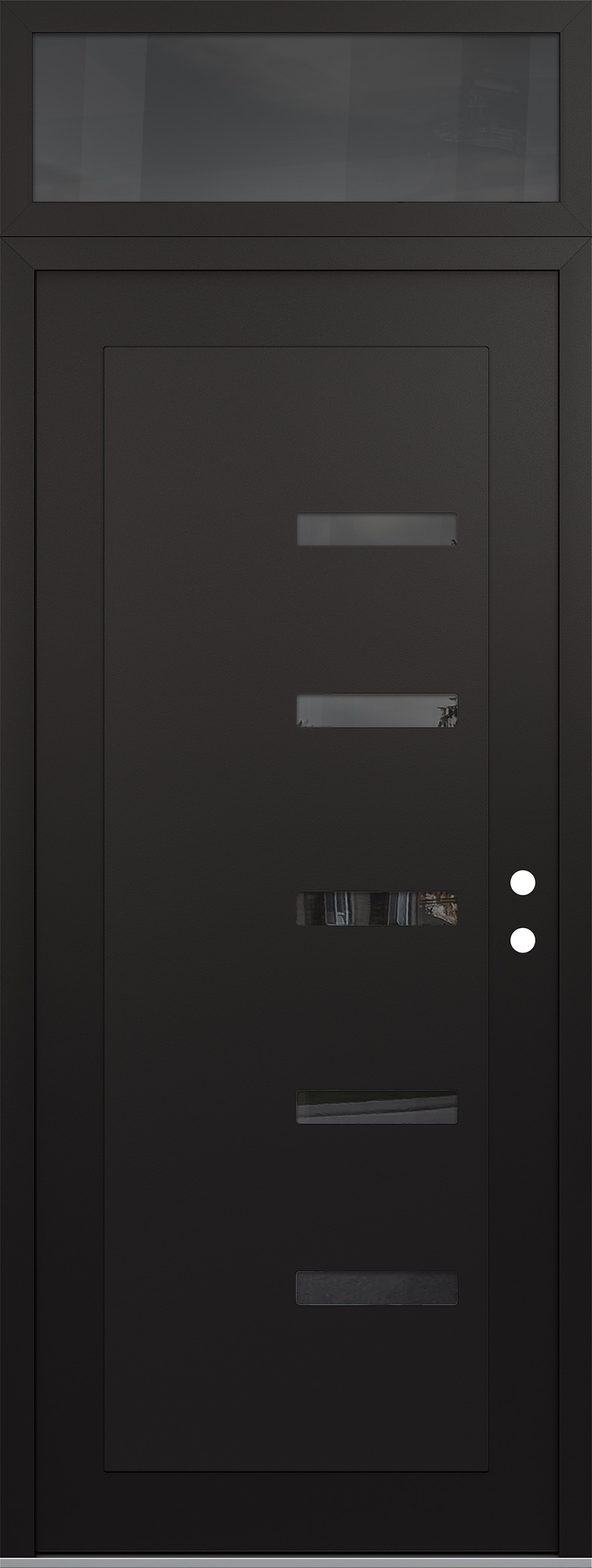 Modern Steel Front Door DIAMOND C8 36" X 96" BLACK/BLACK MIRRORED GLASS PANEL BLACK LHI WITH TRANSOM MIRRORED GLASS