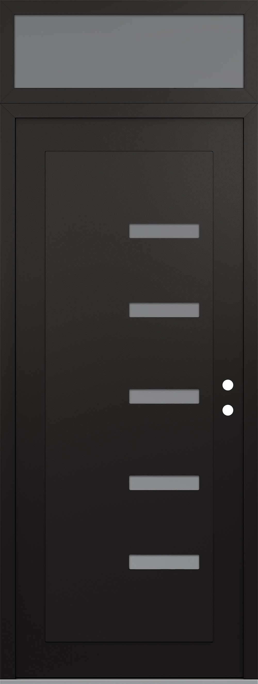 Modern Steel Front Door DIAMOND C8 36" X 96" BLACK/WHITE FROSTED GLASS PANEL BLACK LHI WITH TRANSOM FROSTED GLASS