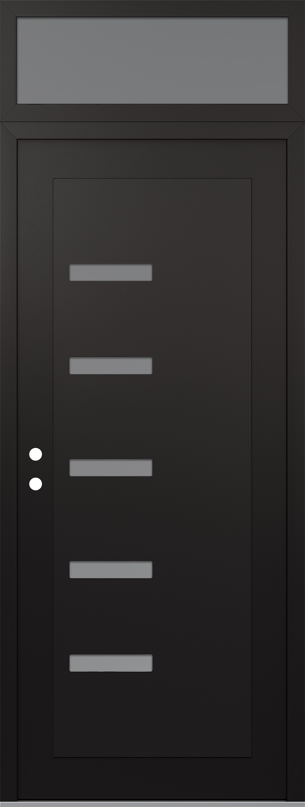 Modern Steel Front Door DIAMOND C8 36" X 96" BLACK/WHITE FROSTED GLASS PANEL BLACK RHI WITH TRANSOM FROSTED GLASS