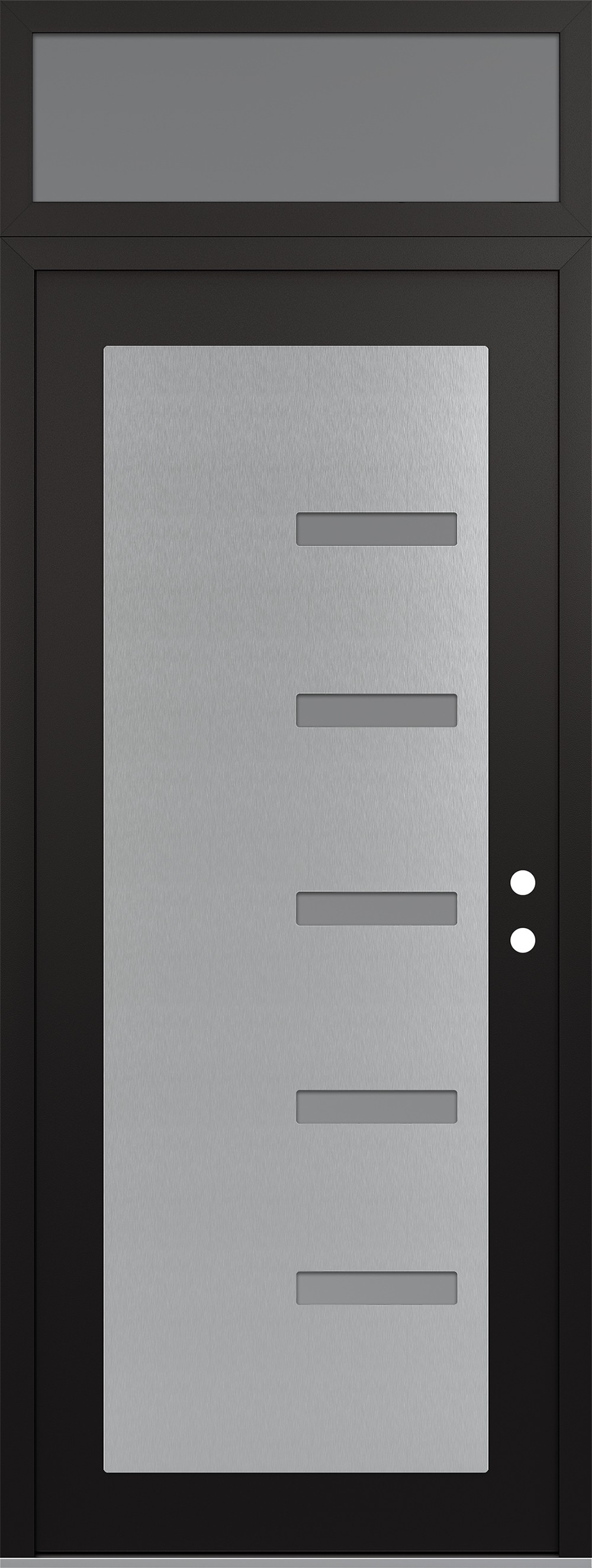 Modern Steel Front Door DIAMOND C8 36" X 96" BLACK/WHITE FROSTED GLASS PANEL STAINLESS STEEL LHI WITH TRANSOM FROSTED GLASS