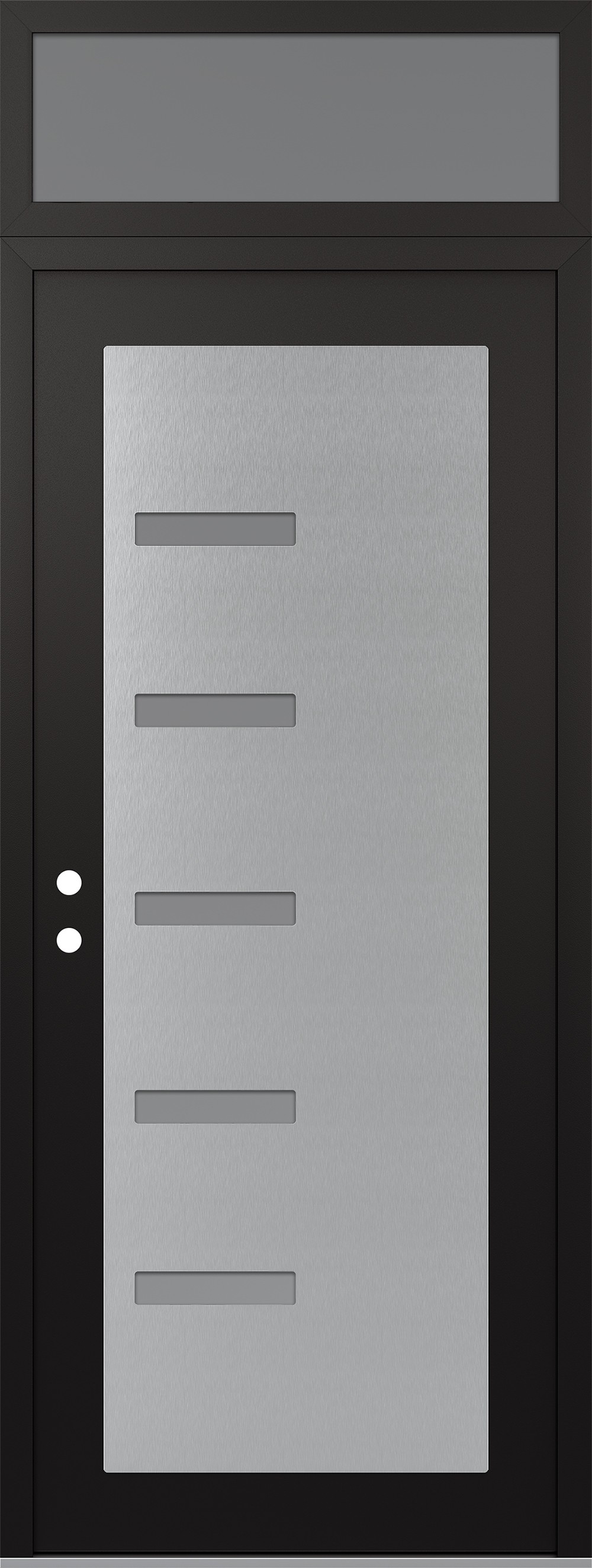Modern Steel Front Door DIAMOND C8 36" X 96" BLACK/WHITE FROSTED GLASS PANEL STAINLESS STEEL RHI WITH TRANSOM FROSTED GLASS
