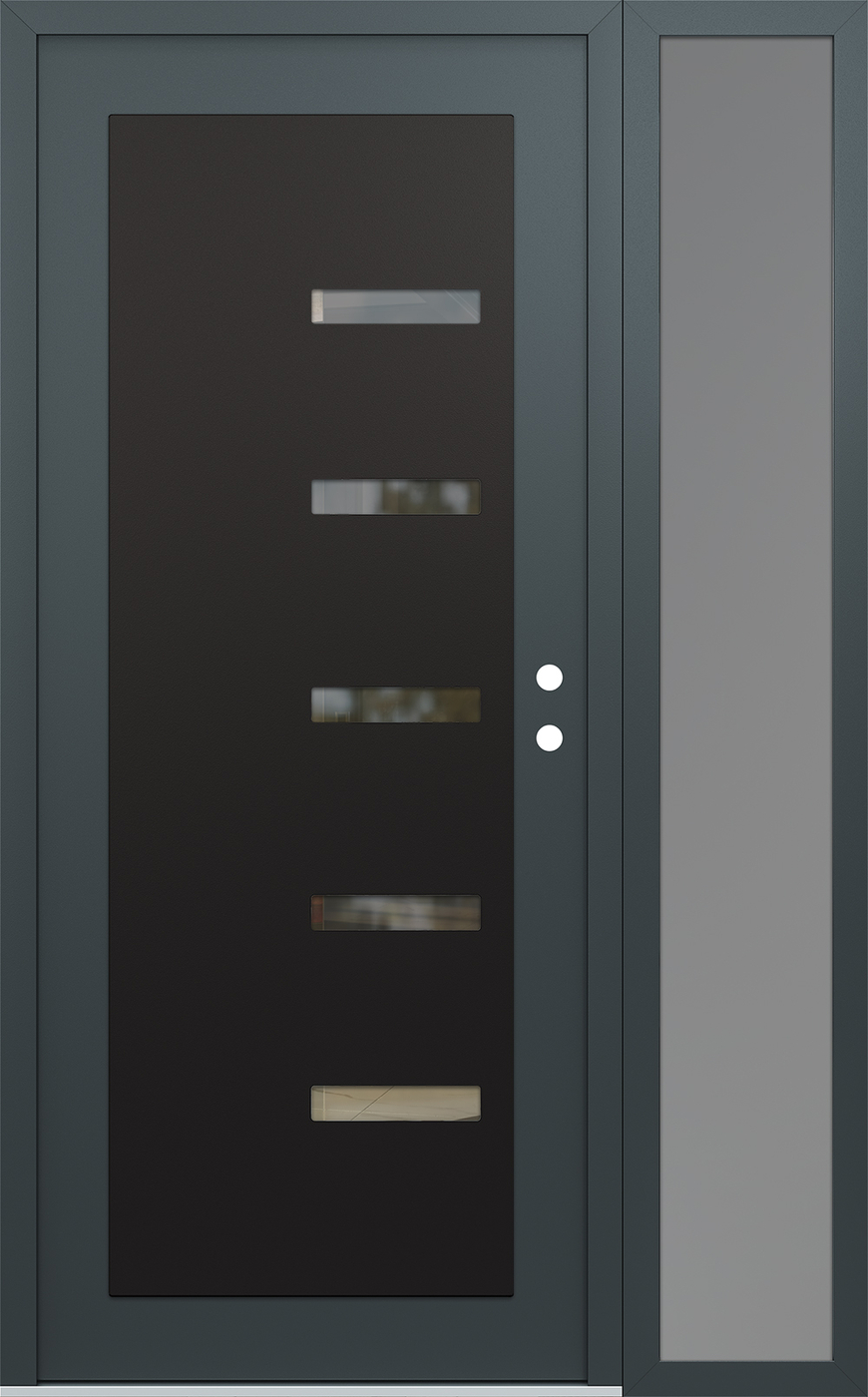 Modern Steel Front Door Diamond C8 48" x 80" anthracite/anthracite clear Glass Panel black LHI with Sidelite frosted Glass