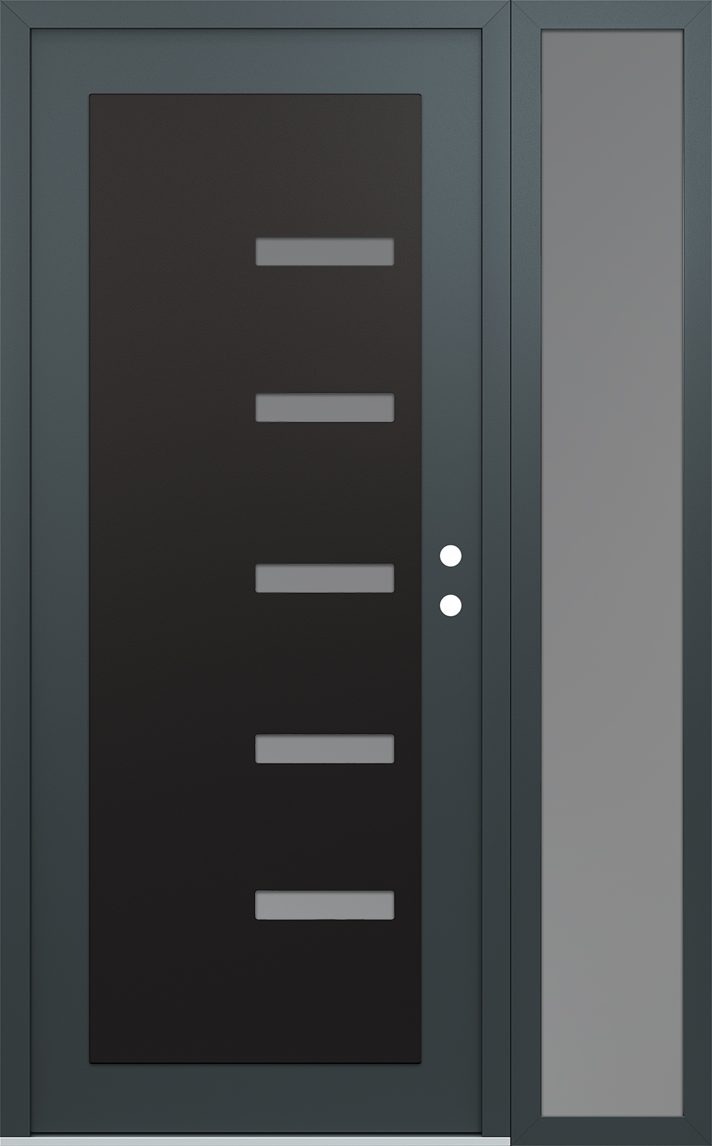 Modern Steel Front Door Diamond C8 48" x 80" anthracite/anthracite frosted Glass Panel black LHI with Sidelite frosted Glass