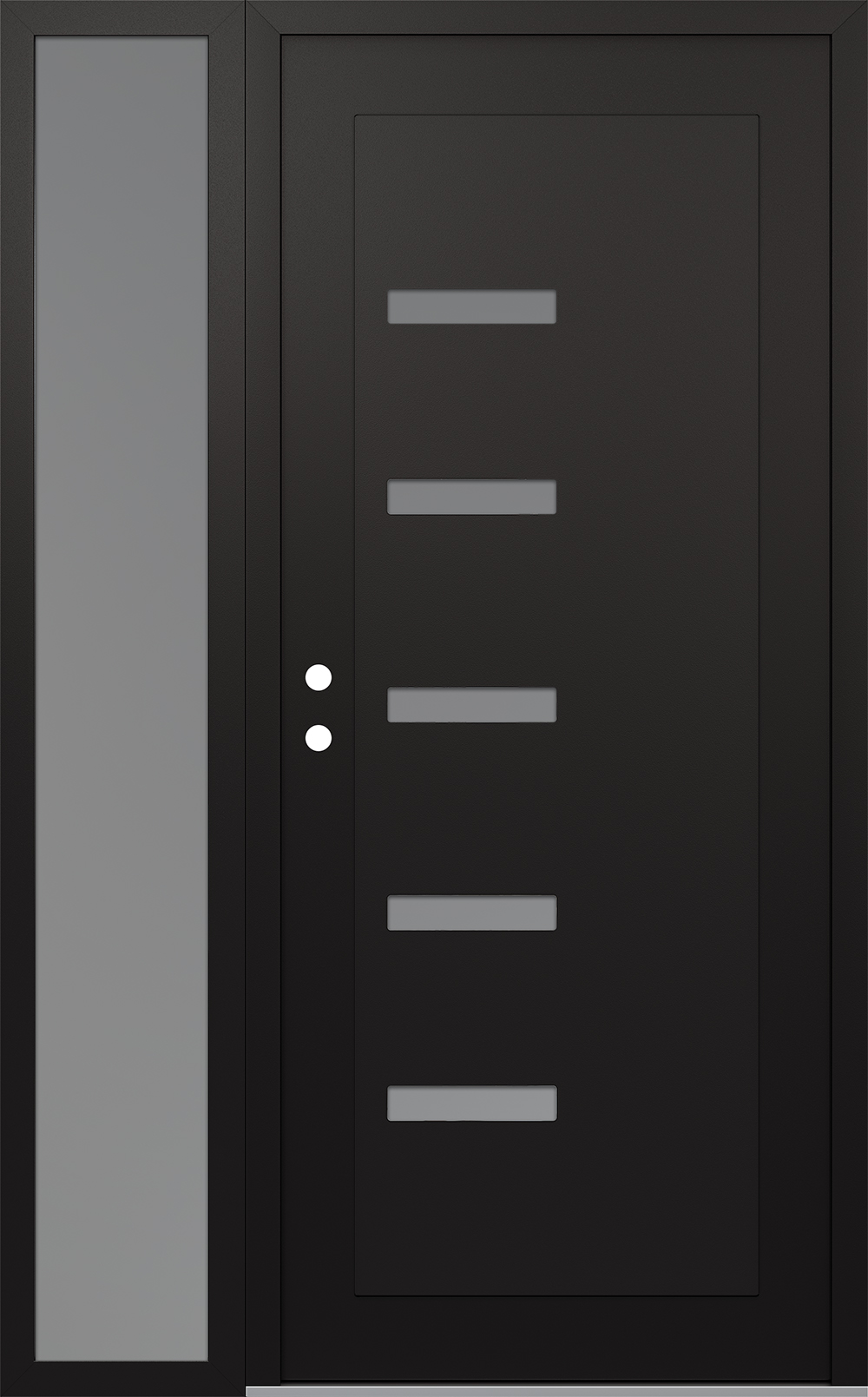 Modern Steel Front Door Diamond C8 48" x 80" black/white frosted Glass Panel black RHI with Sidelite frosted Glass