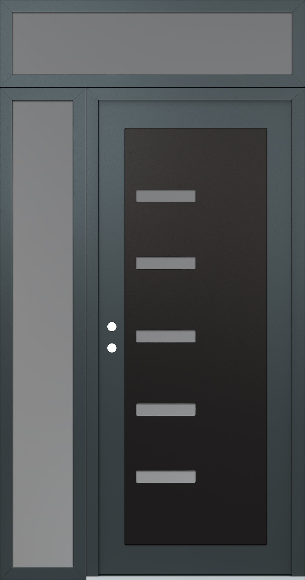 Modern Steel Front Door Diamond C8 48" x 96" anthracite/anthracite frosted Glass Panel black RHI with Sidelite and Transom frosted Glass