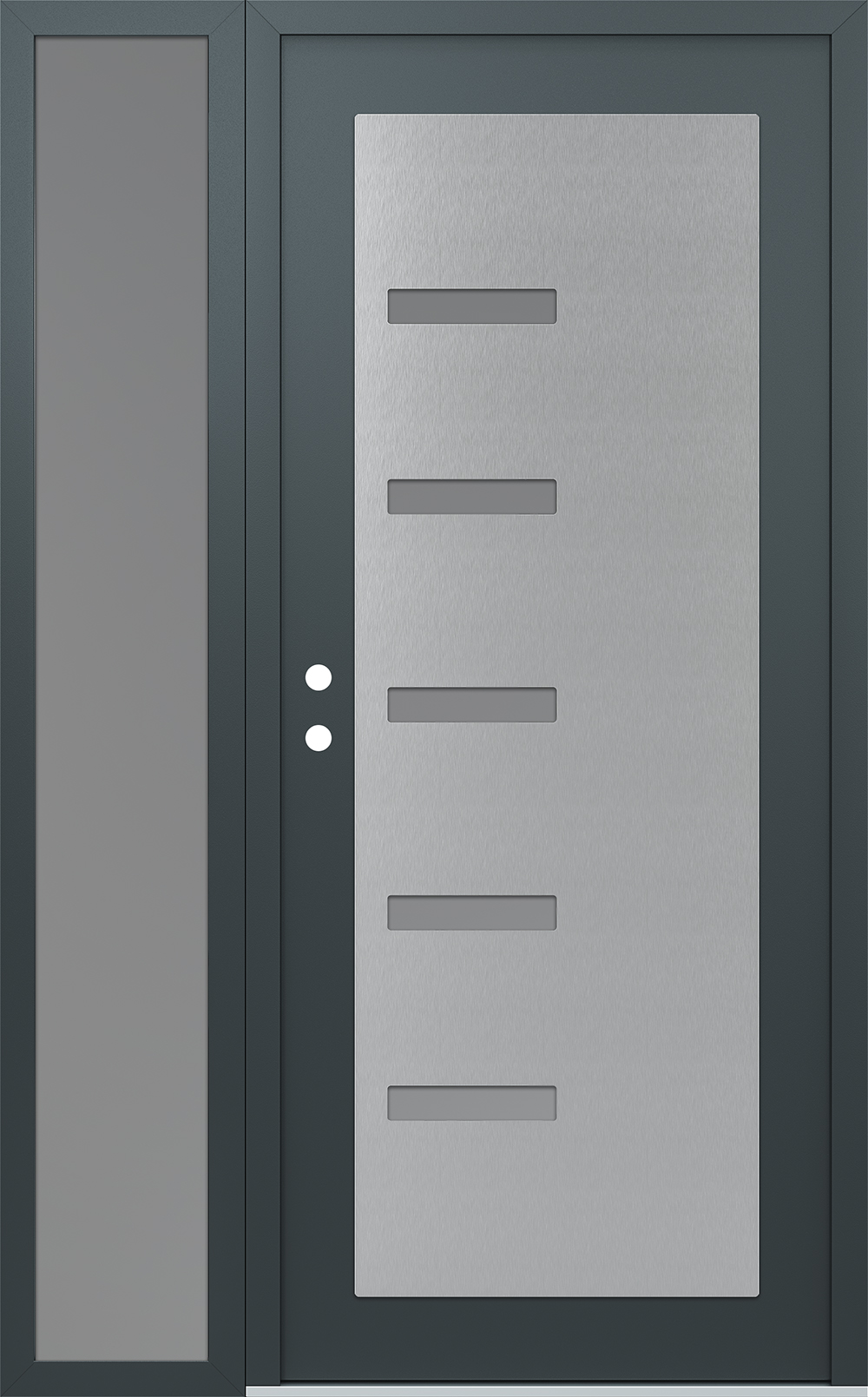 Modern Steel Front Door Diamond C8 50" x 80" anthracite/anthracite frosted Glass Panel stainless steel RHI with Sidelite frosted Glass