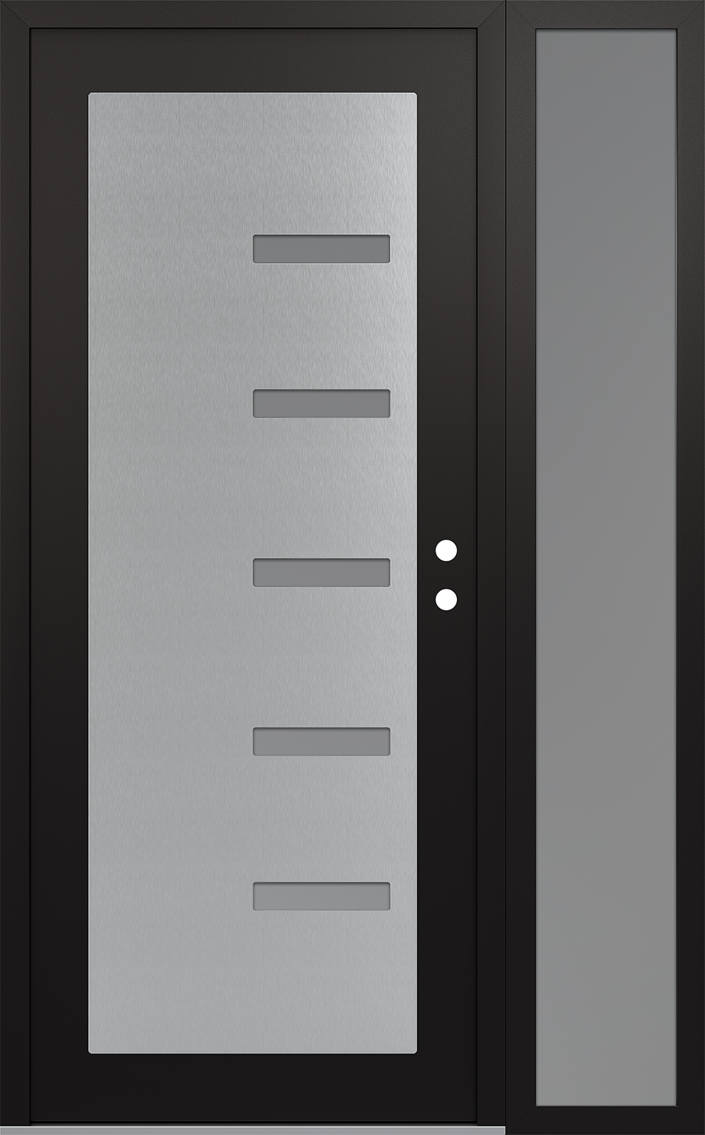Modern Steel Front Door Diamond C8 50" x 80" black/white frosted Glass Panel stainless steel LHI with Sidelite frosted Glass