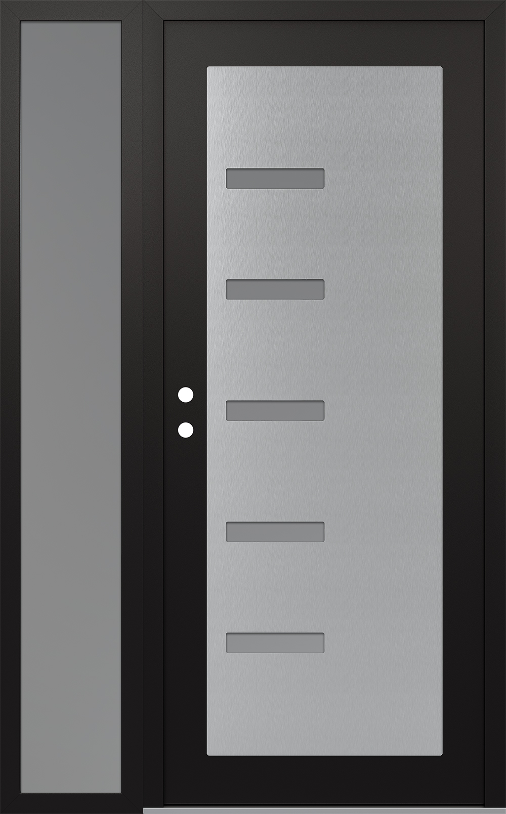 Modern Steel Front Door Diamond C8 50" x 80" black/white frosted Glass Panel stainless steel RHI with Sidelite frosted Glass