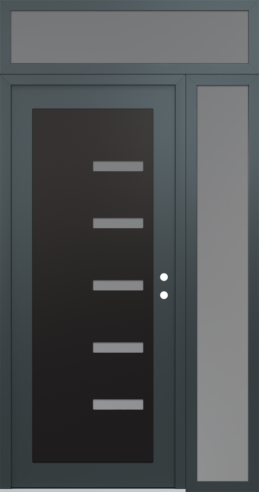 Modern Steel Front Door Diamond C8 50" x 96" anthracite/anthracite frosted Glass Panel black LHI with Sidelite and Transom frosted Glass