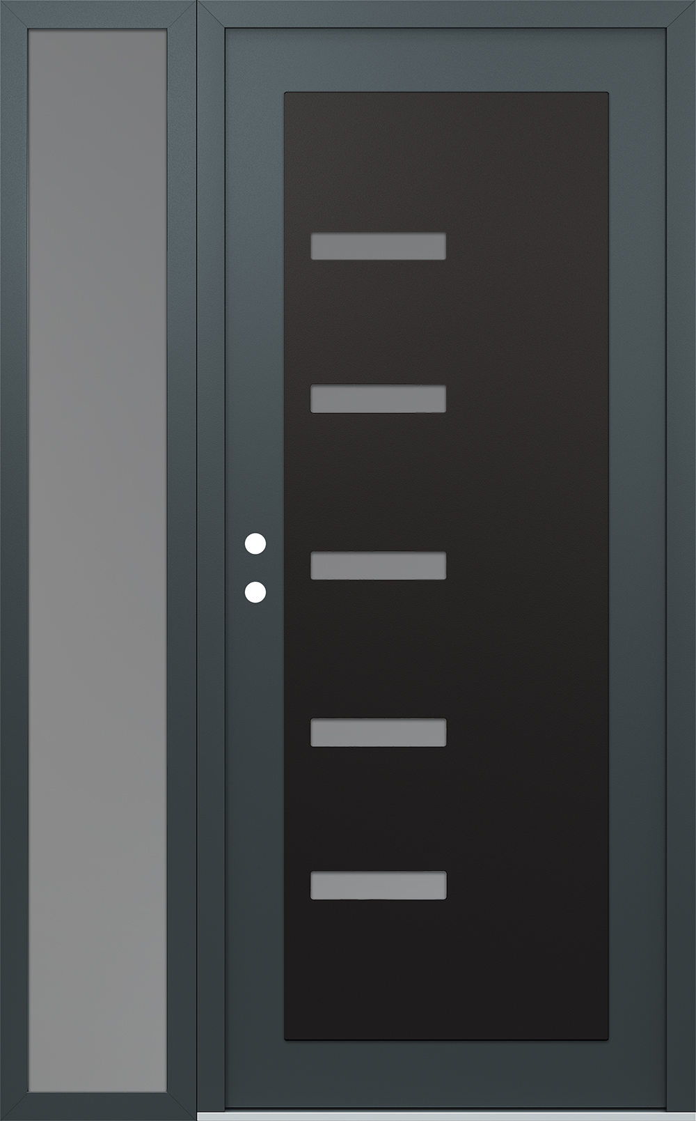 Modern Steel Front Door Diamond C8 52" x 80" anthracite/anthracite frosted Glass Panel black RHI with Sidelite frosted Glass