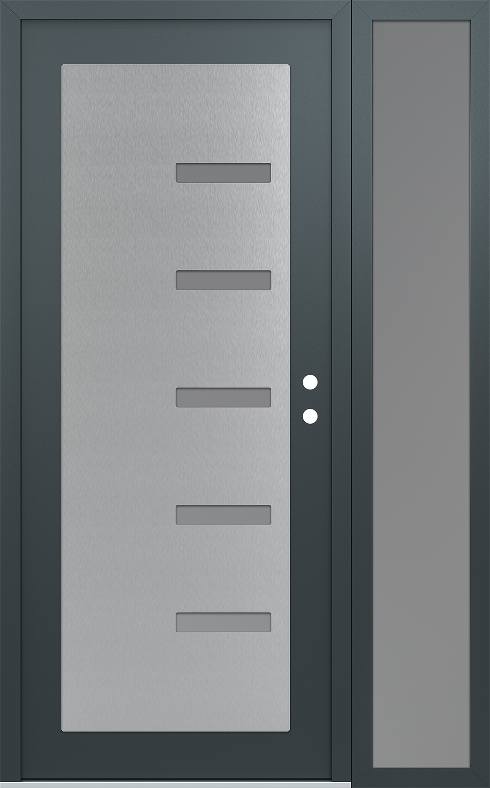 Modern Steel Front Door Diamond C8 52" x 80" anthracite/anthracite frosted Glass Panel stainless steel LHI with Sidelite frosted Glass