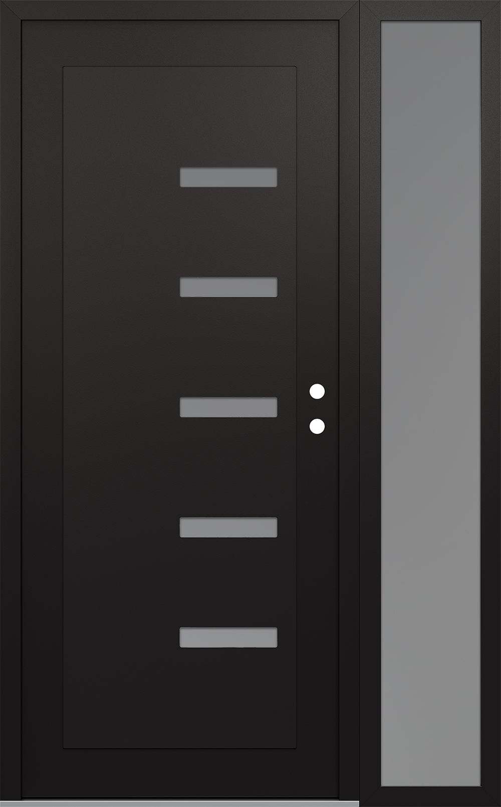 Modern Steel Front Door Diamond C8 52" x 80" black/white frosted Glass Panel black LHI with Sidelite frosted Glass