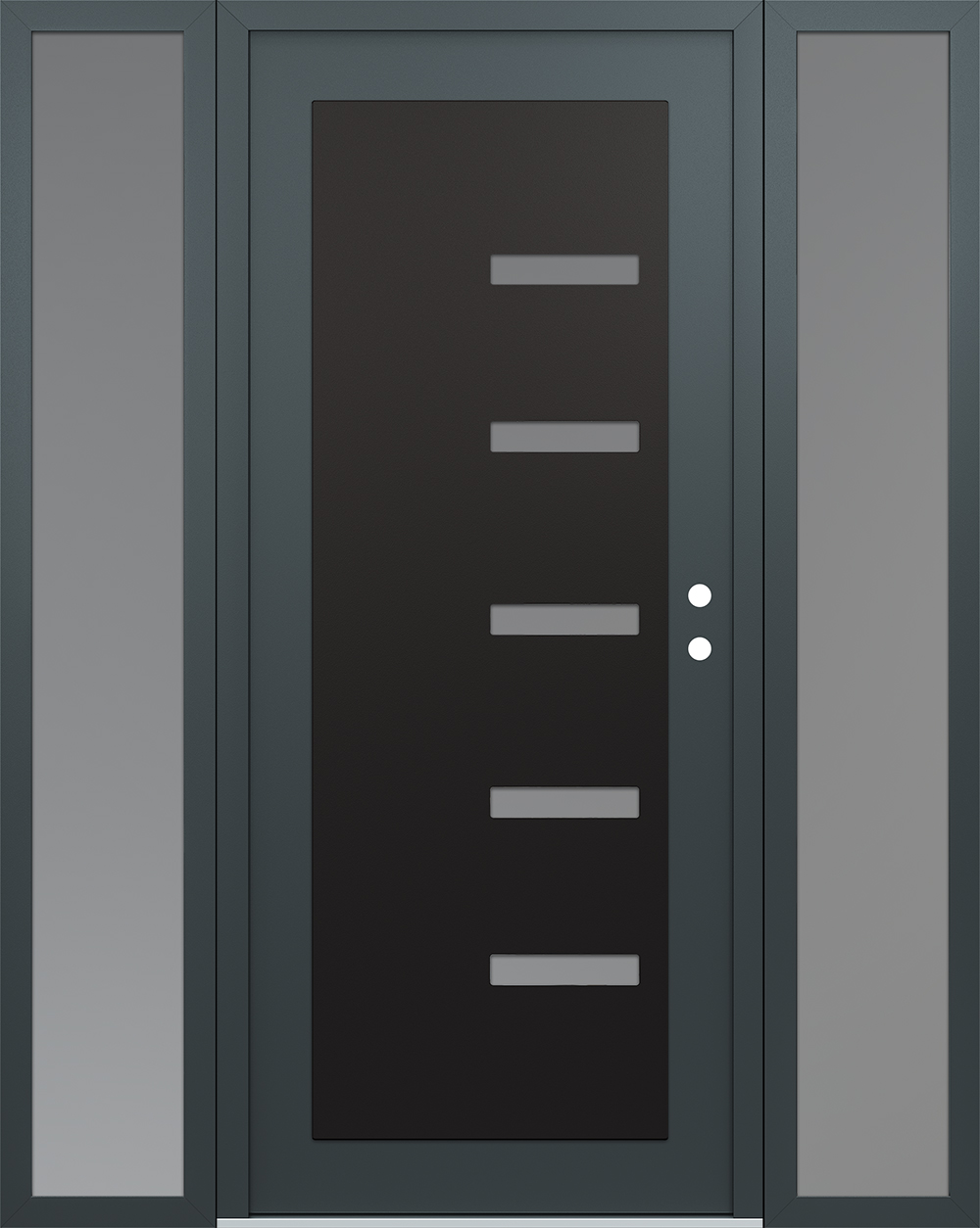 Modern Steel Front Door Diamond C8 64" x 80" anthracite/anthracite frosted Glass Panel black LHI with 2 Sidelites frosted Glass