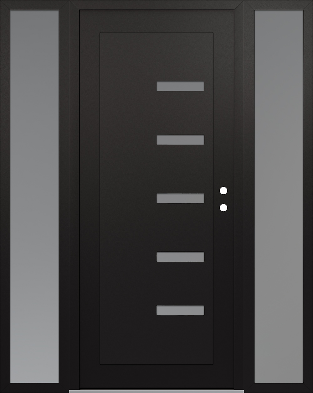 Modern Steel Front Door Diamond C8 64" x 80" black/white frosted Glass Panel black LHI with 2 Sidelites frosted Glass