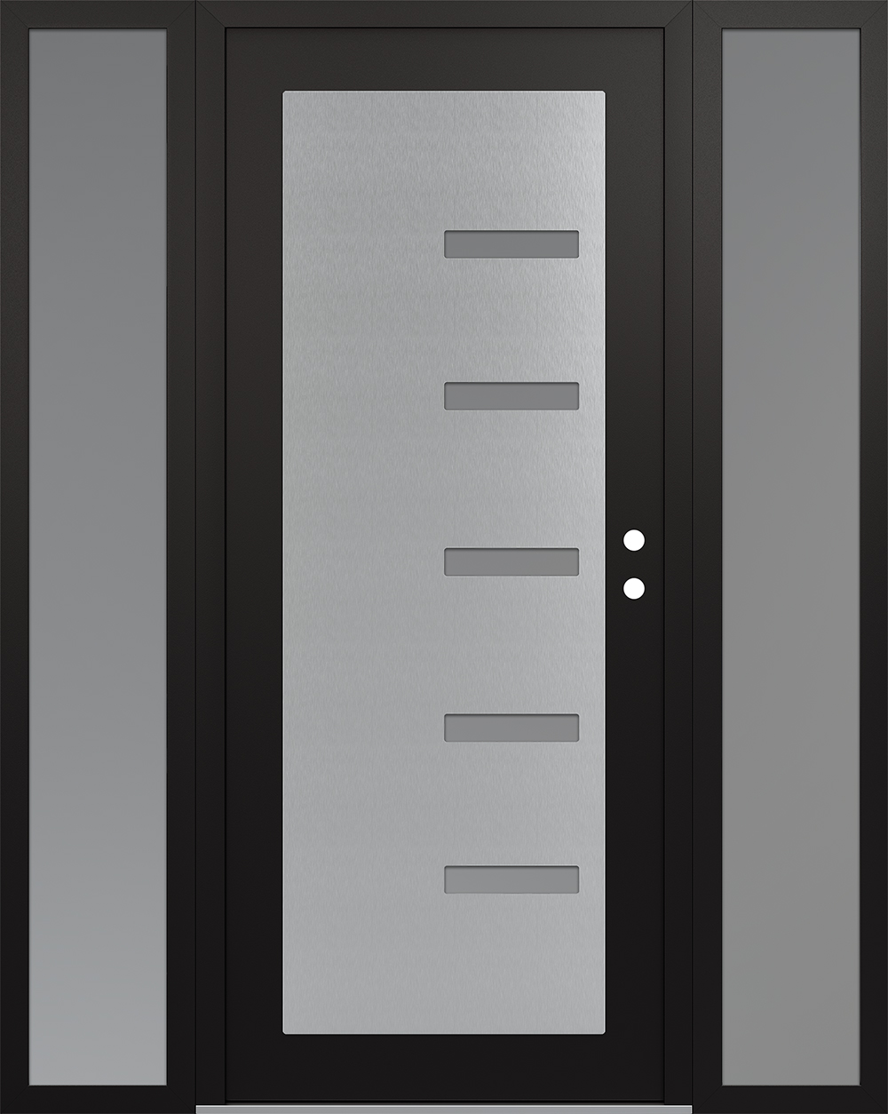 Modern Steel Front Door Diamond C8 64" x 80" black/white frosted Glass Panel stainless steel LHI with 2 Sidelites frosted Glass