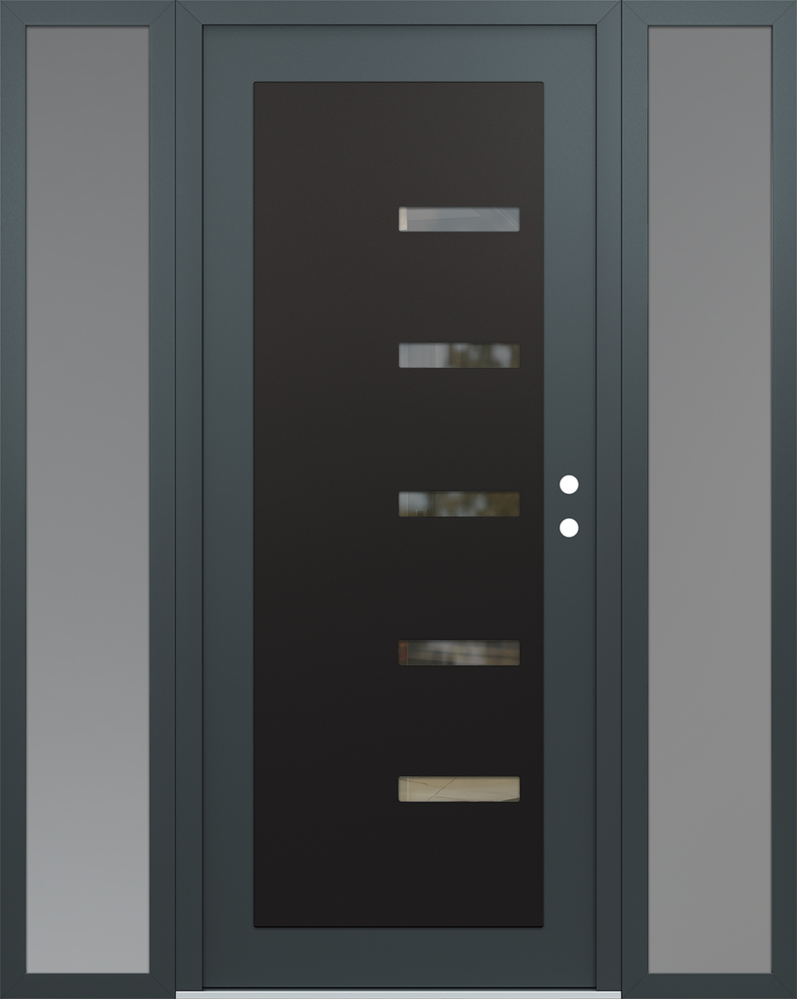 Modern Steel Front Door Diamond C8 68" x 80" anthracite/anthracite clear Glass Panel black LHI with 2 Sidelites frosted Glass