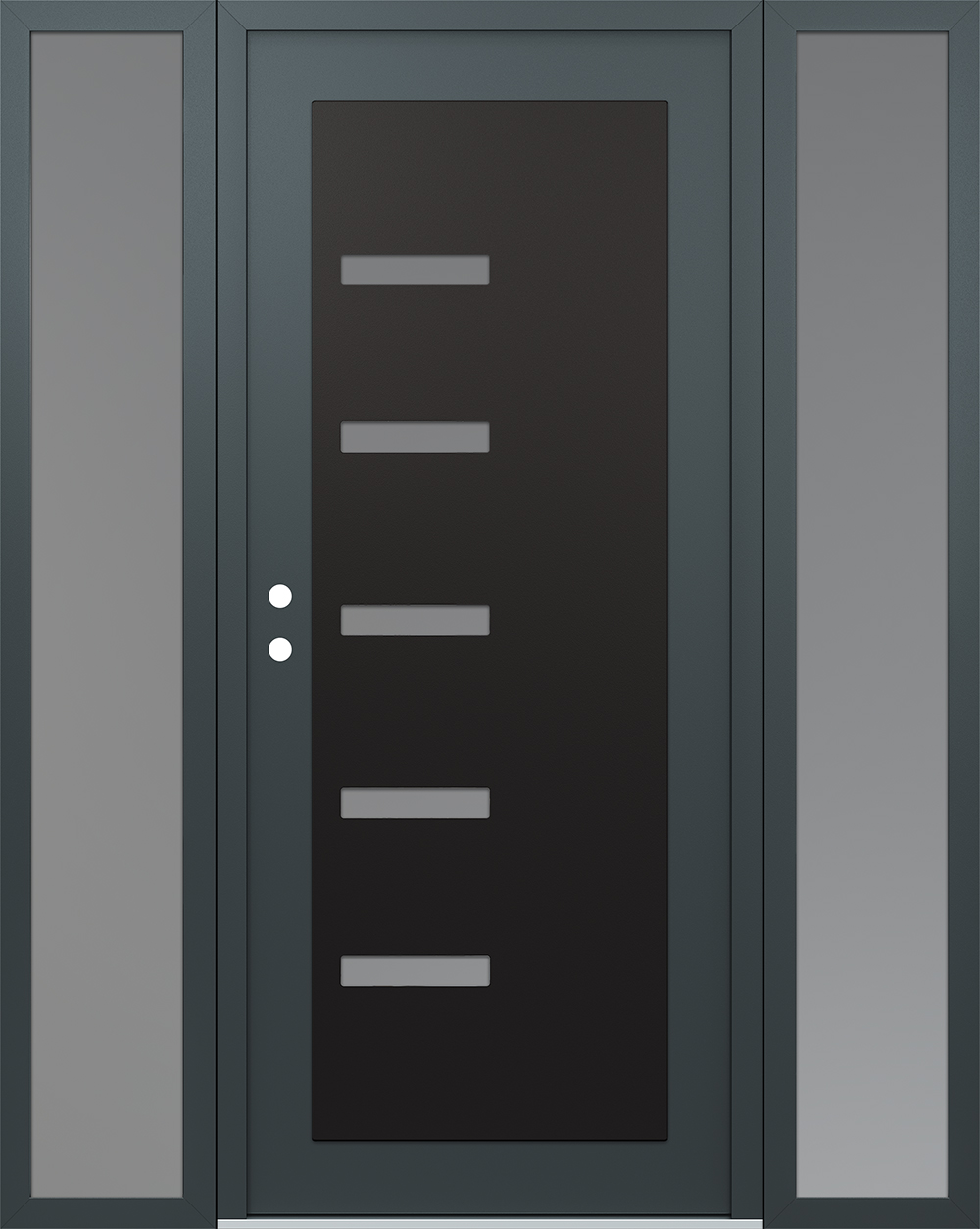 Modern Steel Front Door Diamond C8 68" x 80" anthracite/anthracite frosted Glass Panel black RHI with 2 Sidelites frosted Glass