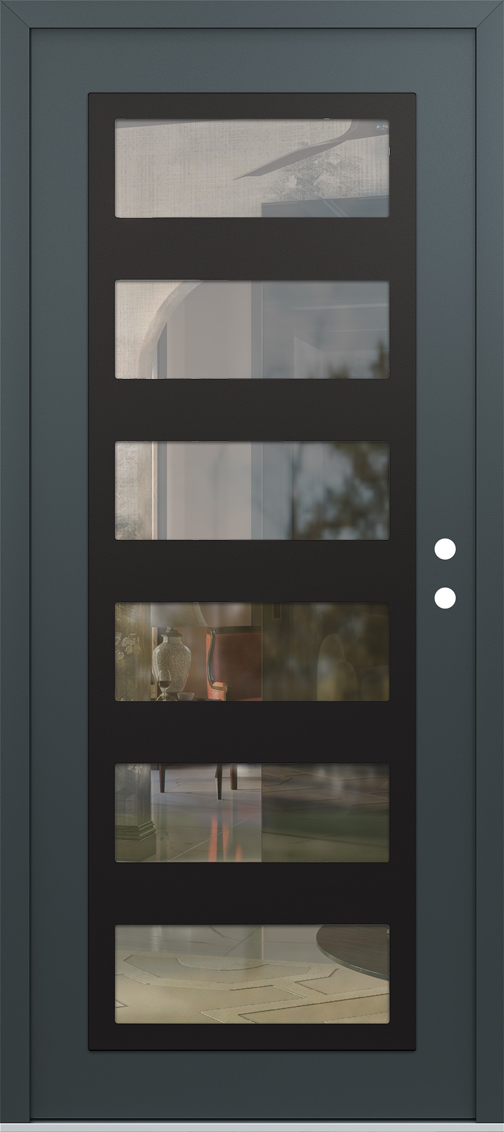 Modern Steel Front Door Diamond C9 36" x 80" anthracite/anthracite clear Glass Panel black LHI