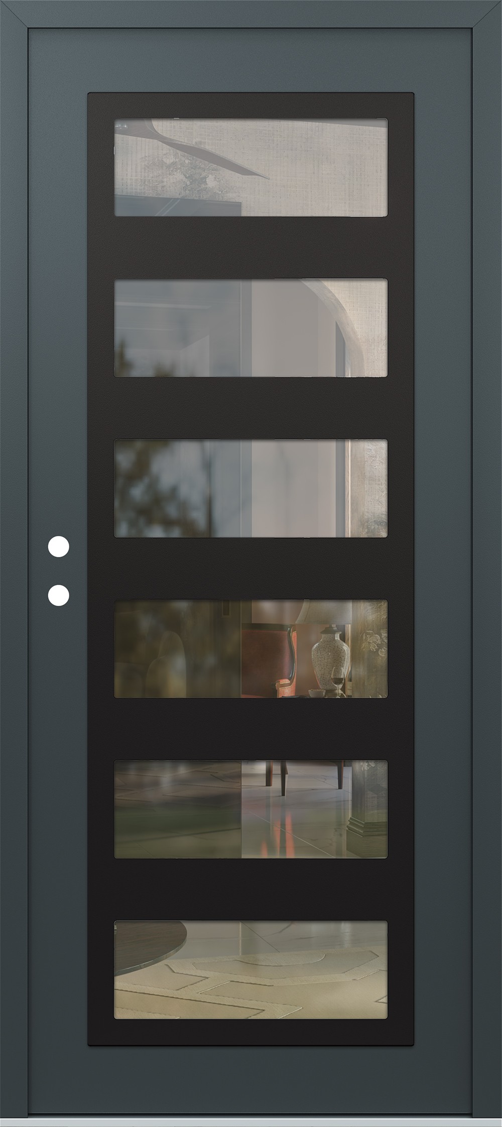 Modern Steel Front Door Diamond C9 36" x 80" anthracite/anthracite clear Glass Panel black RHI