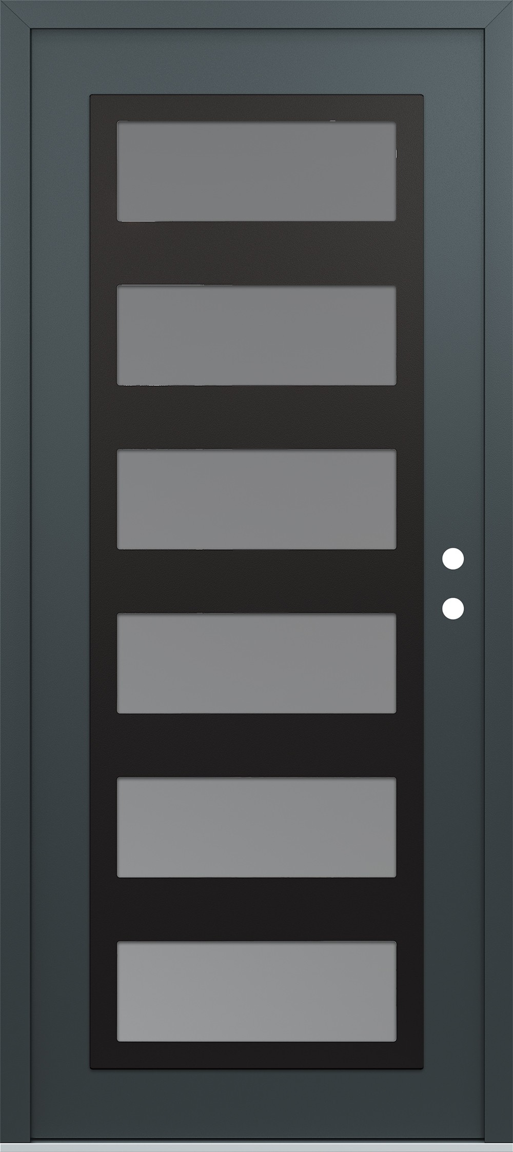 Modern Steel Front Door Diamond C9 36" x 80" anthracite/anthracite frosted Glass Panel black LHI