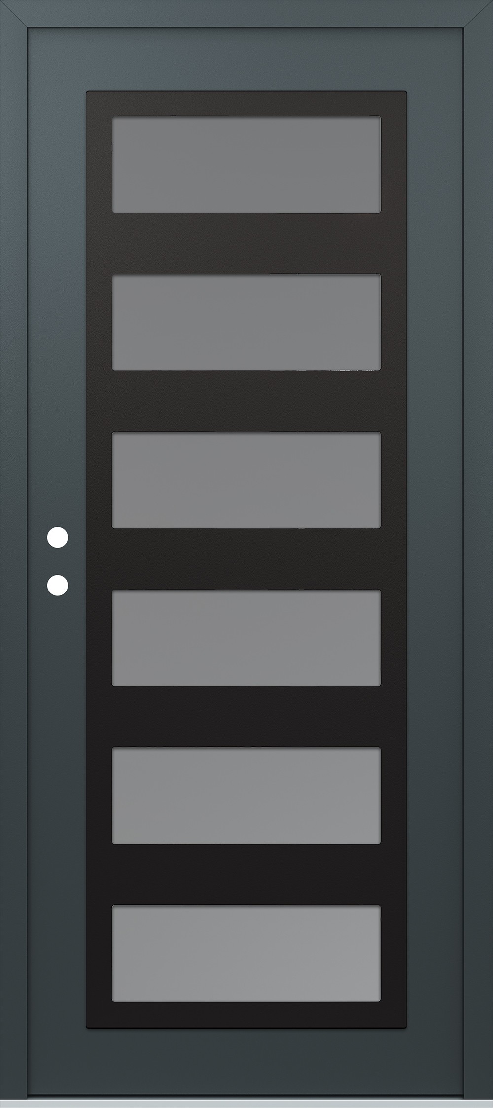 Modern Steel Front Door Diamond C9 36" x 80" anthracite/anthracite frosted Glass Panel black RHI