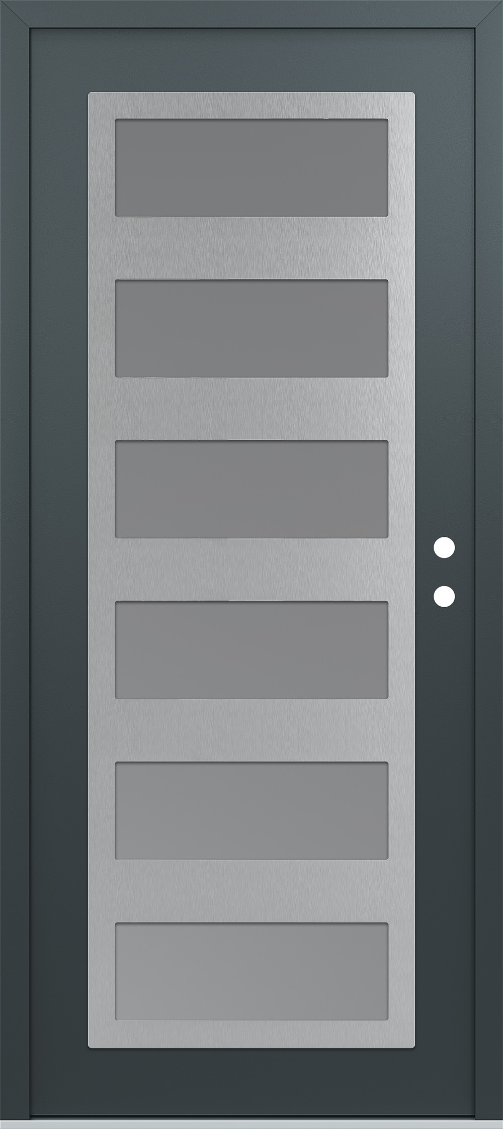 Modern Steel Front Door Diamond C9 36" x 80" anthracite/anthracite frosted Glass Panel stainless steel LHI