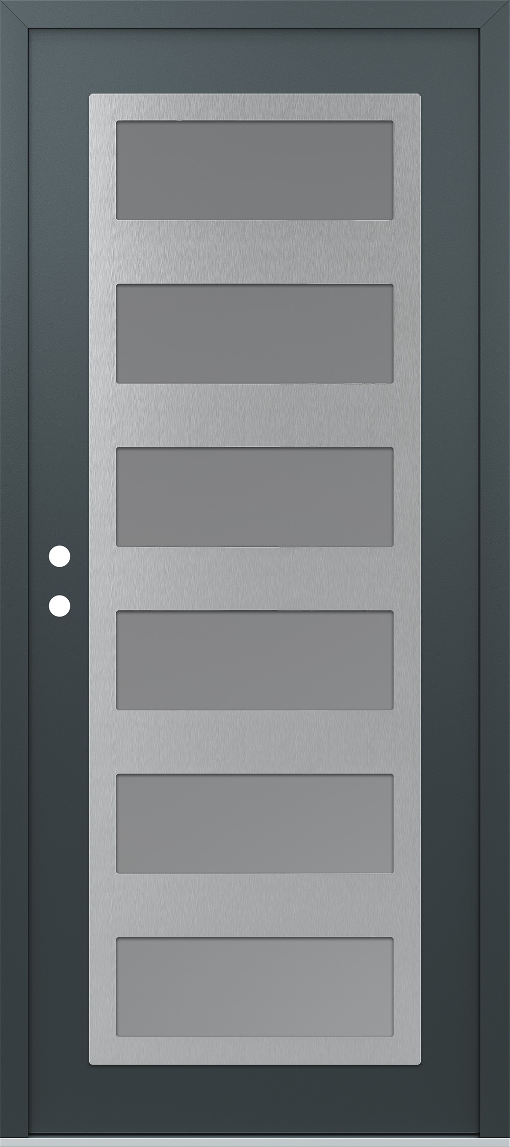 Modern Steel Front Door Diamond C9 36" x 80" anthracite/anthracite frosted Glass Panel stainless steel RHI
