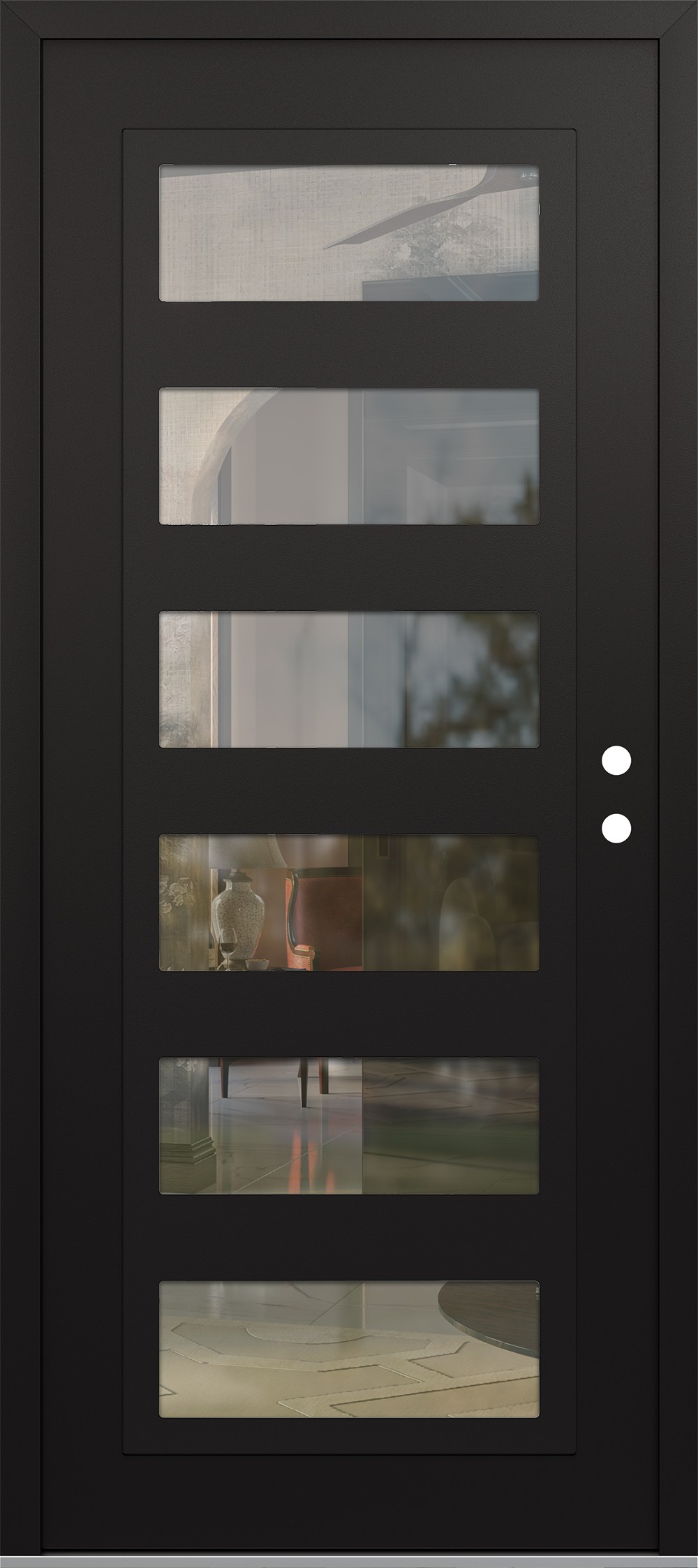 Modern Steel Front Door Diamond C9 36" x 80" black/black clear Glass Panel black LHI