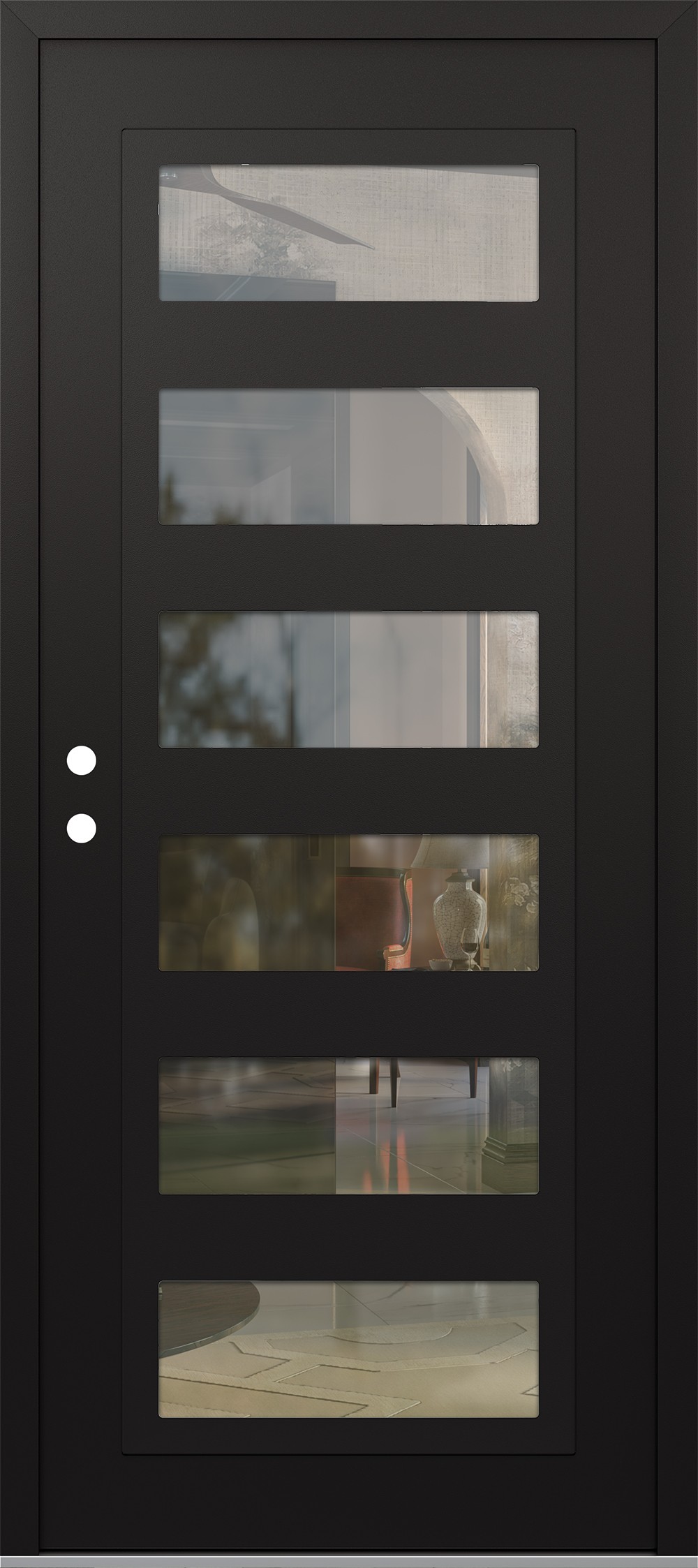 Modern Steel Front Door Diamond C9 36" x 80" black/black clear Glass Panel black RHI