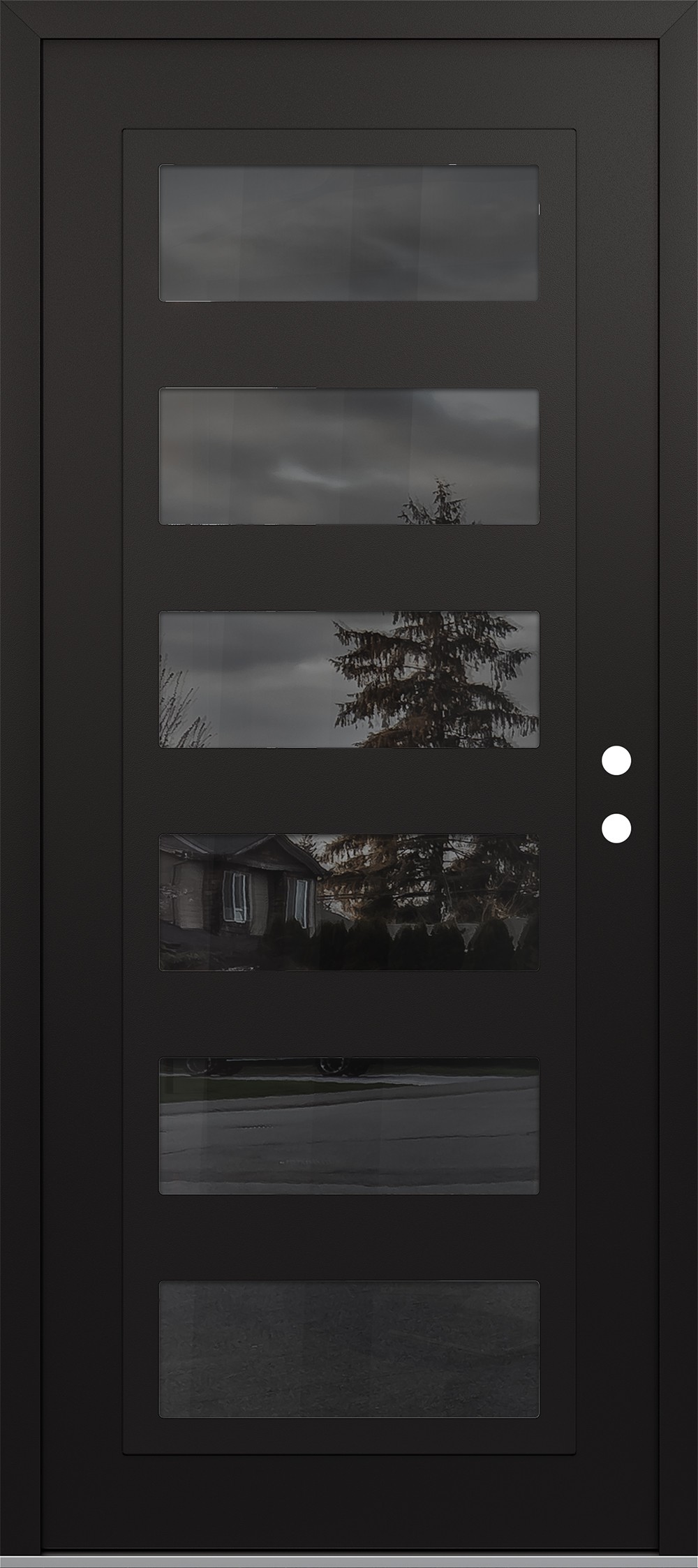 Modern Steel Front Door Diamond C9 36" x 80" black/black mirrored Glass Panel black LHI