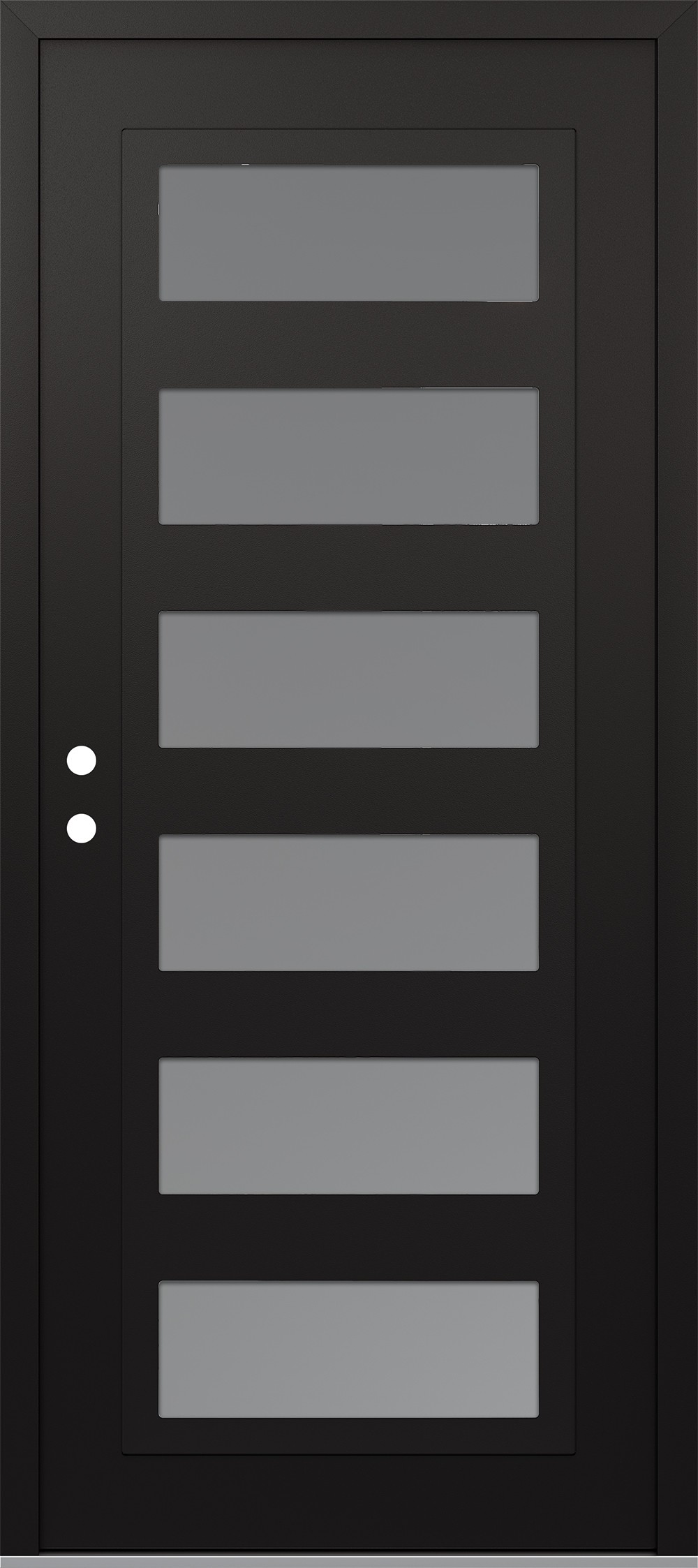 Modern Steel Front Door Diamond C9 36" x 80" black/white frosted Glass Panel black RHI
