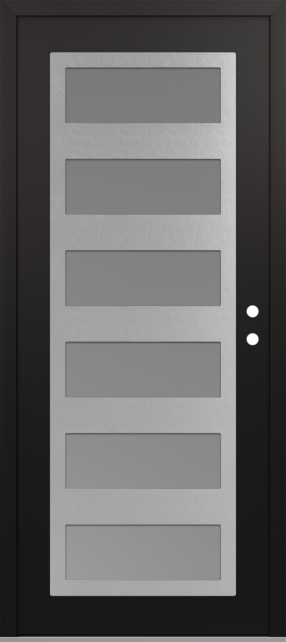 Modern Steel Front Door Diamond C9 36" x 80" black/white frosted Glass Panel stainless steel LHI
