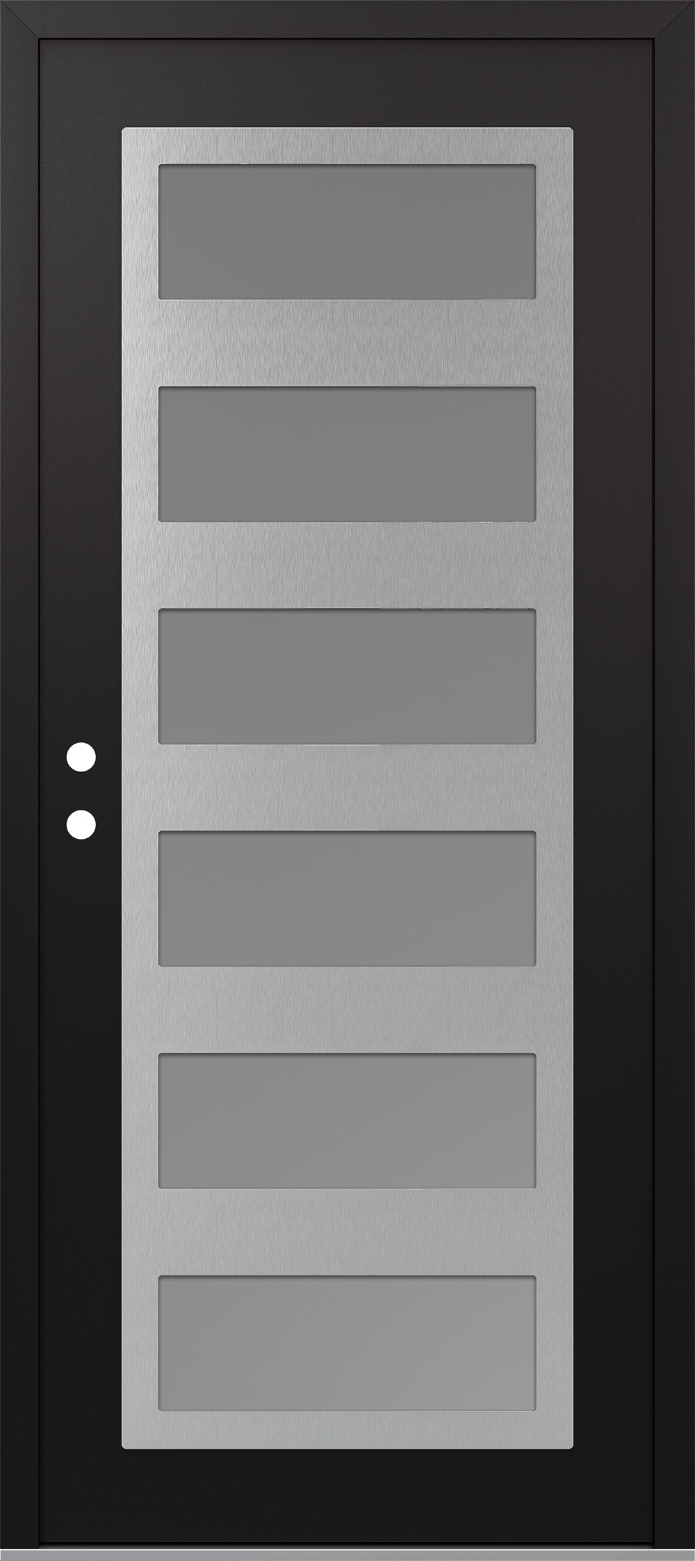 Modern Steel Front Door Diamond C9 36" x 80" black/white frosted Glass Panel stainless steel RHI