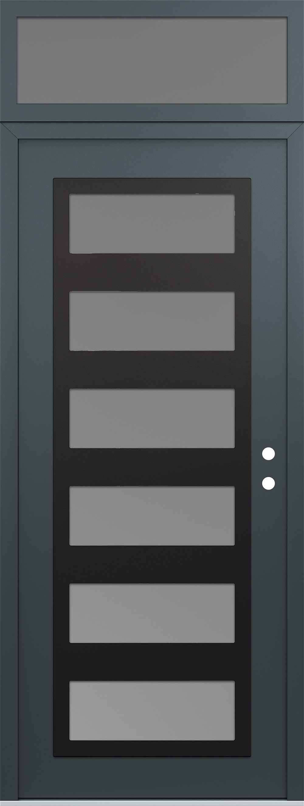 Modern Steel Front Door DIAMOND C9 36" X 96" ANTHRACITE/ANTHRACITE FROSTED GLASS PANEL BLACK LHI WITH TRANSOM FROSTED GLASS