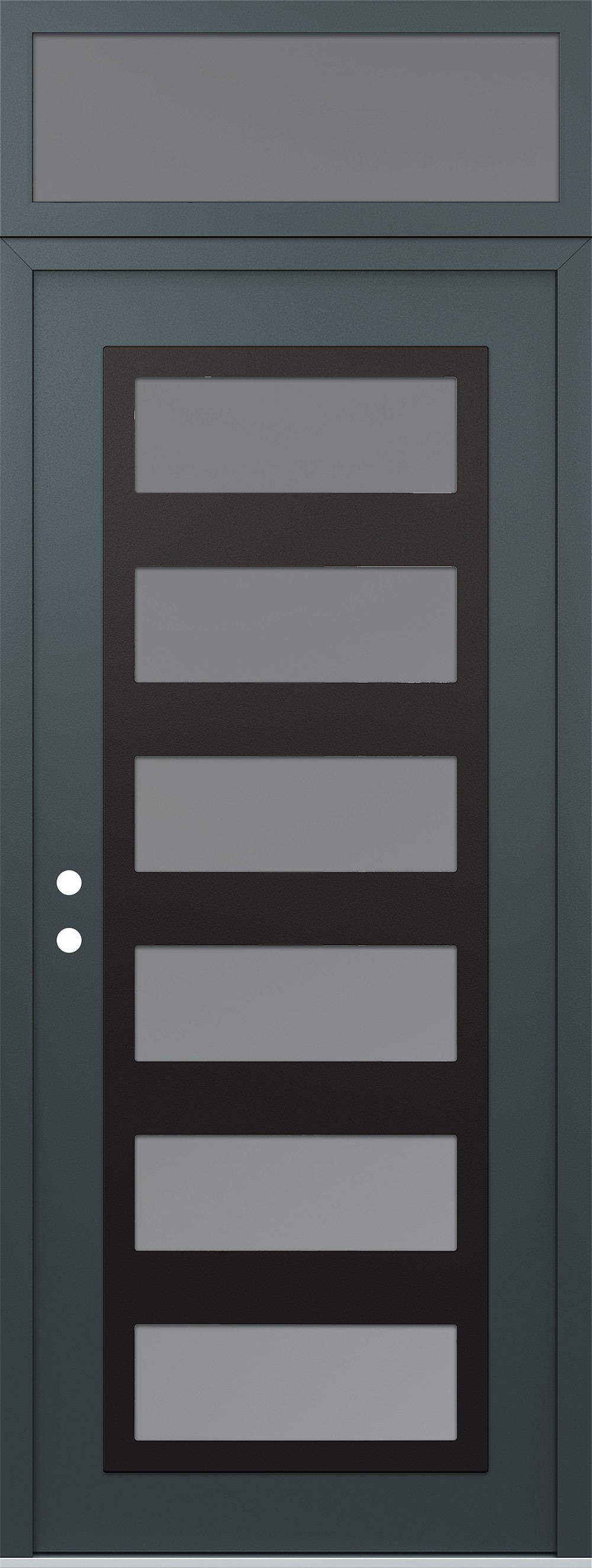 Modern Steel Front Door DIAMOND C9 36" X 96" ANTHRACITE/ANTHRACITE FROSTED GLASS PANEL BLACK RHI WITH TRANSOM FROSTED GLASS