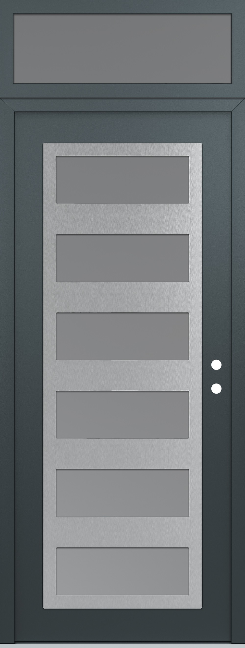 Modern Steel Front Door DIAMOND C9 36" X 96" ANTHRACITE/ANTHRACITE FROSTED GLASS PANEL STAINLESS STEEL LHI WITH TRANSOM FROSTED GLASS