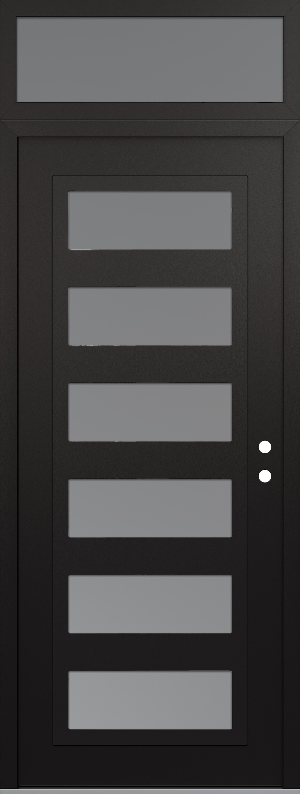 Modern Steel Front Door DIAMOND C9 36" X 96" BLACK/WHITE FROSTED GLASS PANEL BLACK LHI WITH TRANSOM FROSTED GLASS