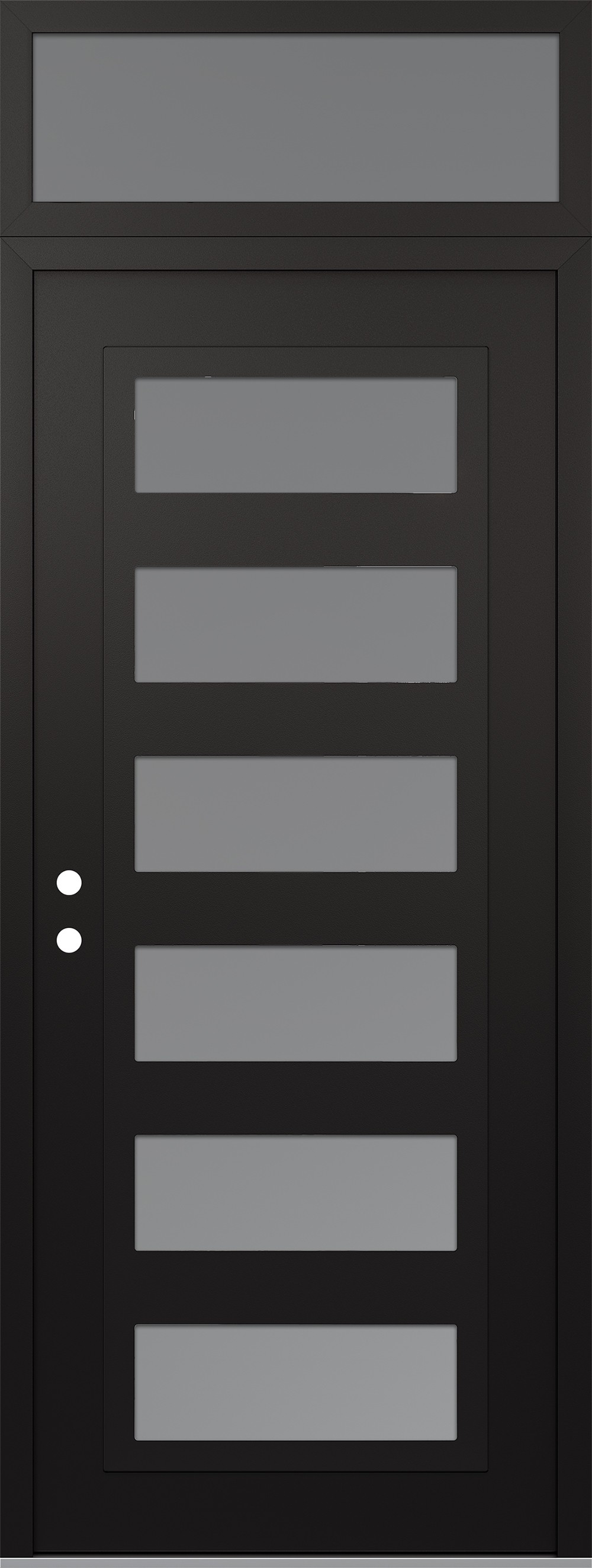 Modern Steel Front Door DIAMOND C9 36" X 96" BLACK/WHITE FROSTED GLASS PANEL BLACK RHI WITH TRANSOM FROSTED GLASS