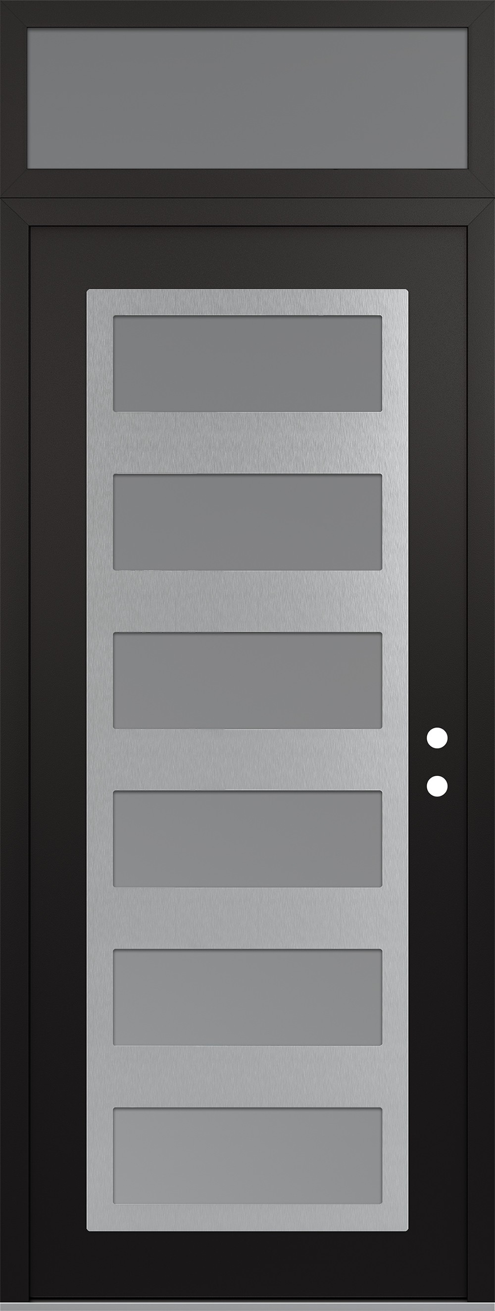 Modern Steel Front Door DIAMOND C9 36" X 96" BLACK/WHITE FROSTED GLASS PANEL STAINLESS STEEL LHI WITH TRANSOM FROSTED GLASS