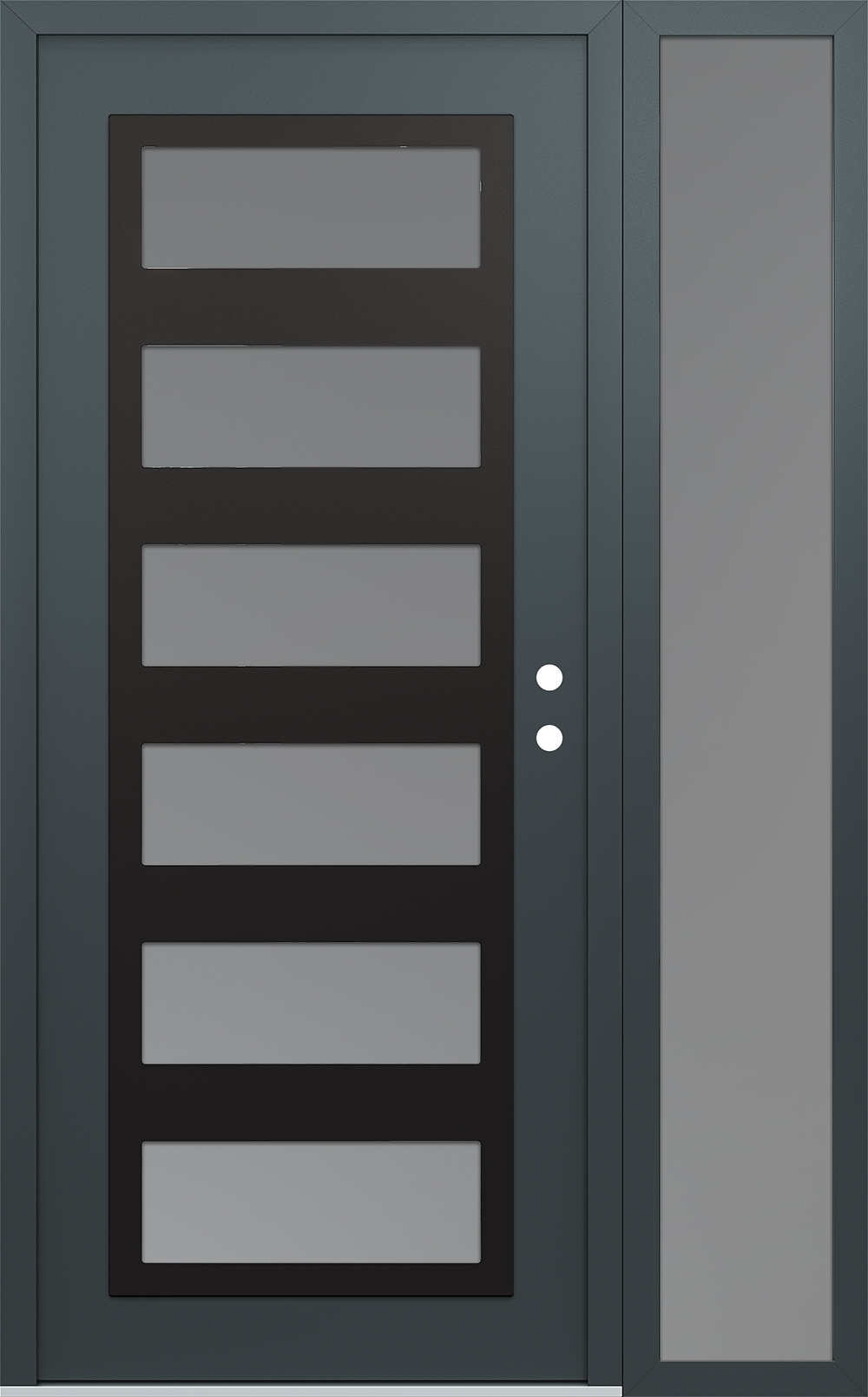Modern Steel Front Door Diamond C9 48" x 80" anthracite/anthracite frosted Glass Panel black LHI with Sidelite frosted Glass