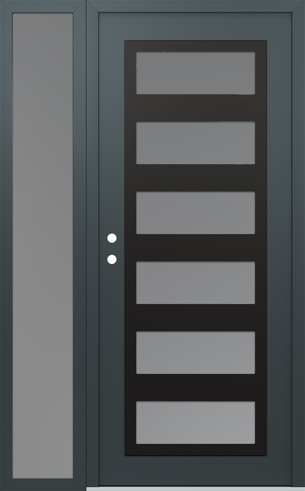 Modern Steel Front Door Diamond C9 50" x 80" anthracite/anthracite frosted Glass Panel black RHI with Sidelite frosted Glass