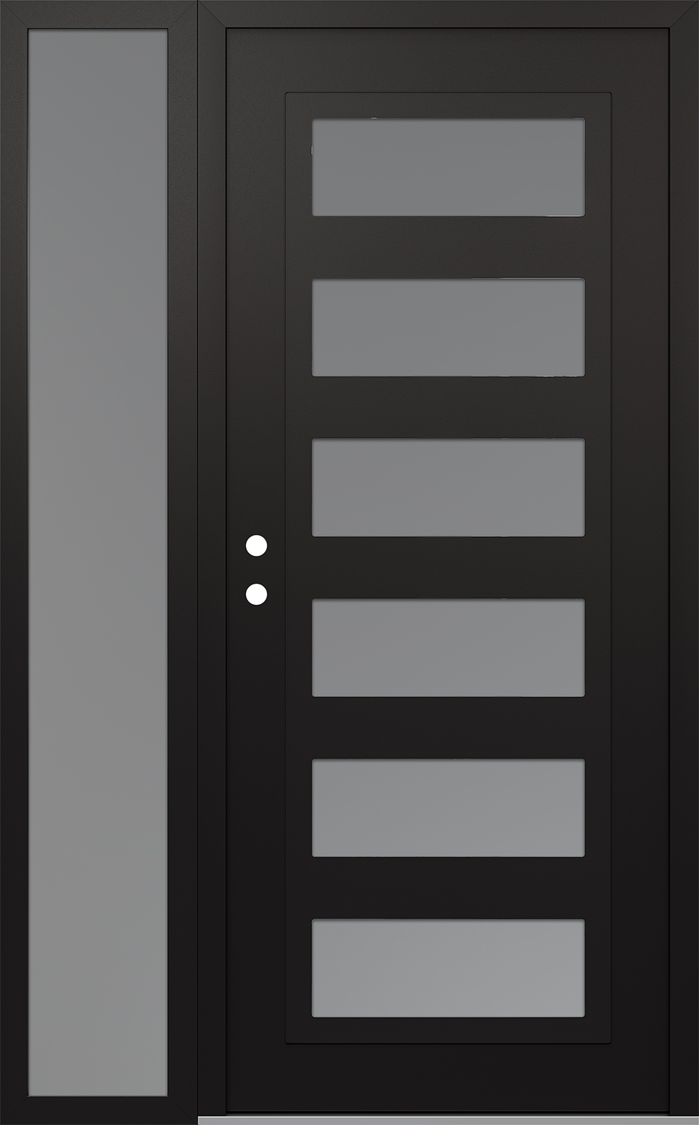 Modern Steel Front Door Diamond C9 50" x 80" black/white frosted Glass Panel black RHI with Sidelite frosted Glass