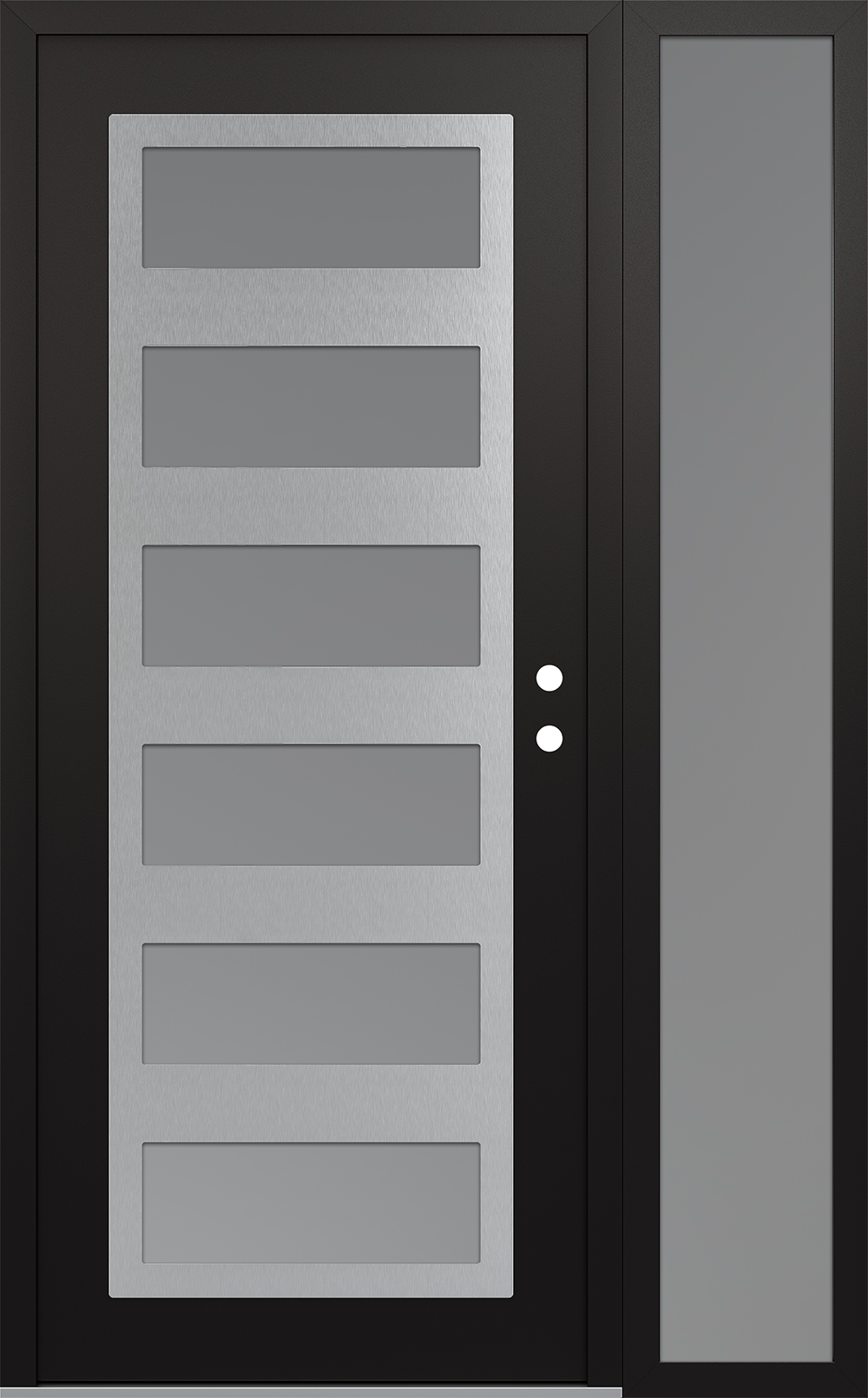Modern Steel Front Door Diamond C9 50" x 80" black/white frosted Glass Panel stainless steel LHI with Sidelite frosted Glass