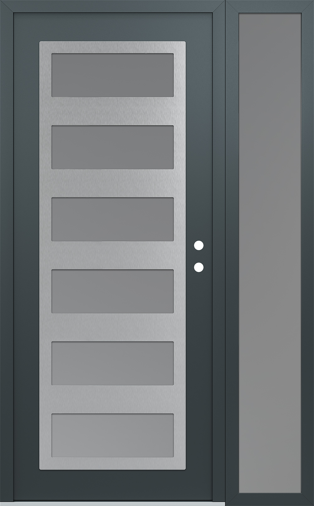 Modern Steel Front Door Diamond C9 52" x 80" anthracite/anthracite frosted Glass Panel stainless steel LHI with Sidelite frosted Glass