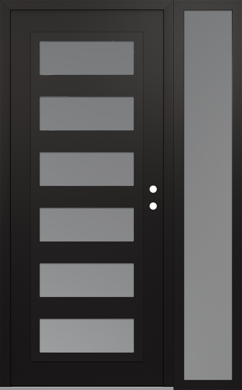Modern Steel Front Door Diamond C9 52" x 80" black/white frosted Glass Panel black LHI with Sidelite frosted Glass