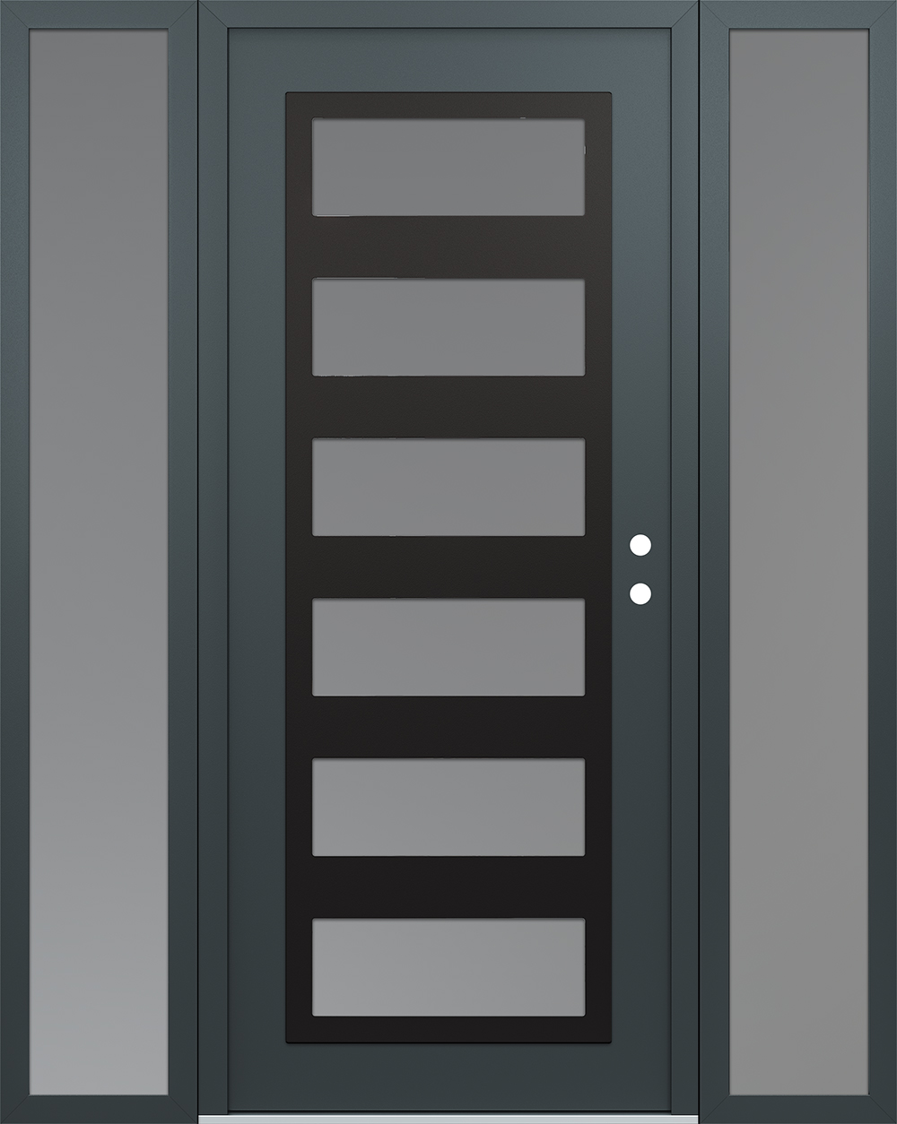 Modern Steel Front Door Diamond C9 68" x 80" anthracite/anthracite frosted Glass Panel black LHI with 2 Sidelites frosted Glass